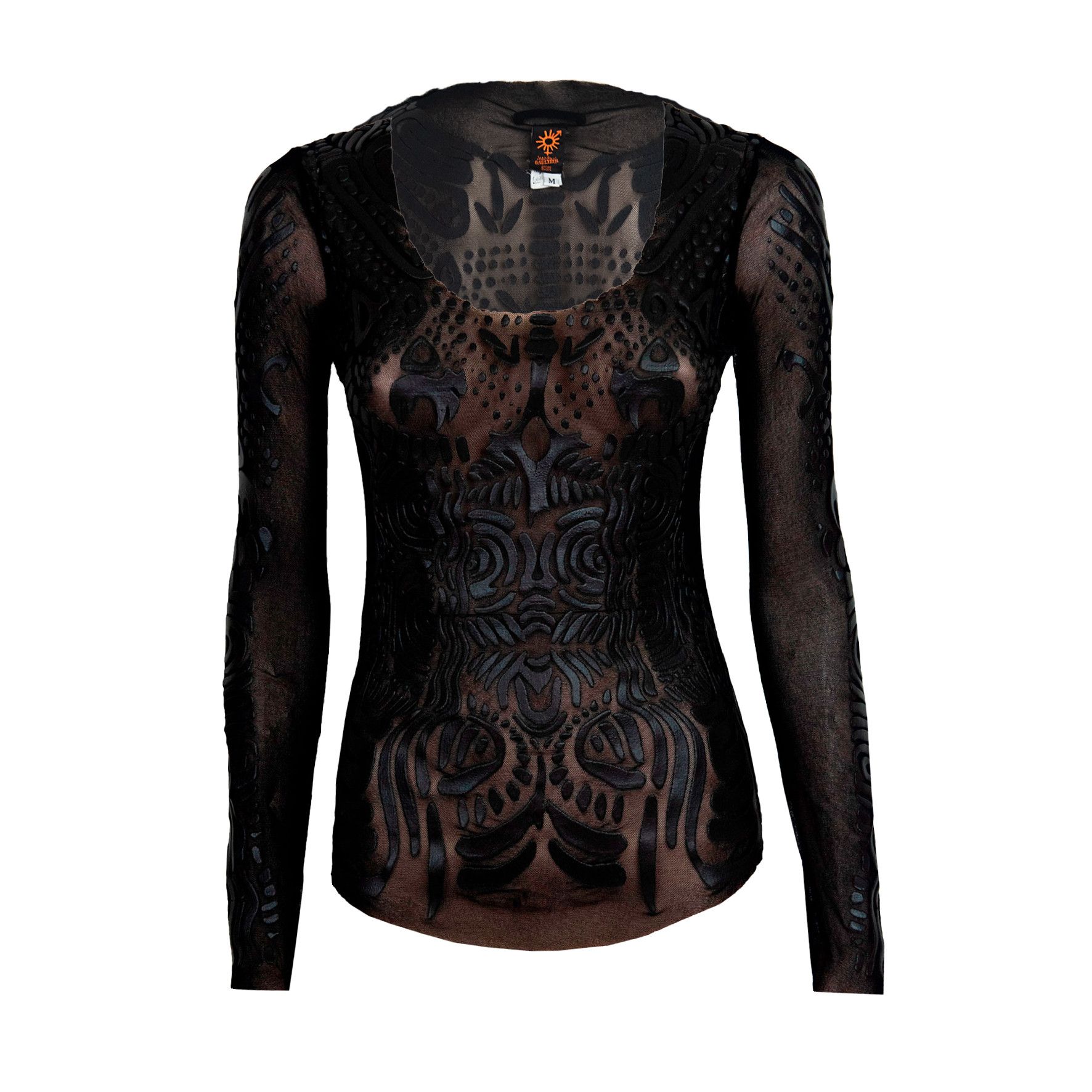 image of Jean Paul Gaultier S 1996 Runway Trompe-L'œil Black Mesh Top, Women's (Size Medium)