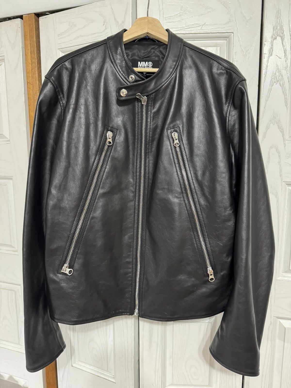 Maison Margiela Margiela MM6 Black 5 Zip Leather Jacket