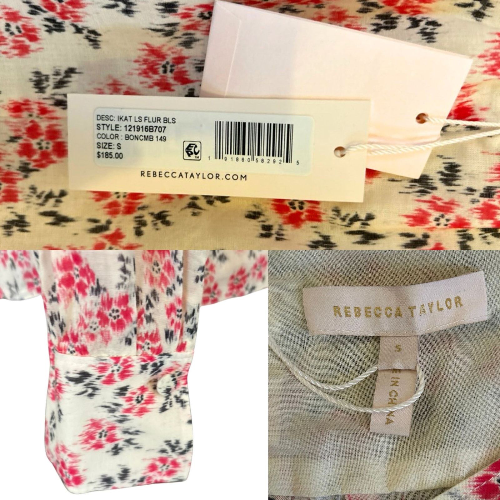 Rebecca Taylor NWT Rebecca Taylor Floral Ikat Long Sleeve Blouse – Size S Size S / US 4 / IT 40 - 7 Thumbnail