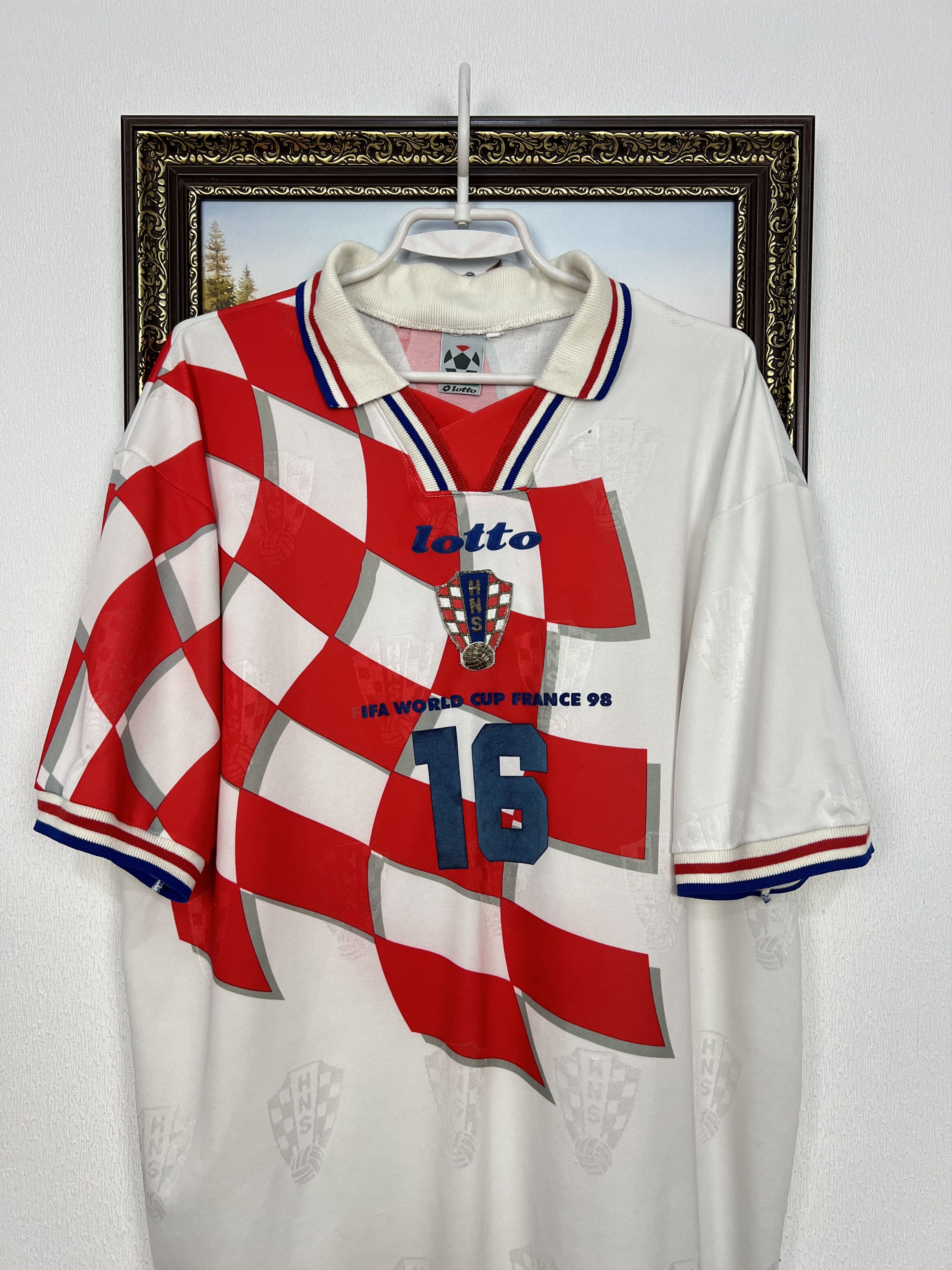 Lotto Sport Croatia football shirt 1998 Soccer World Cup #16 Kozniku Size US XXL / EU 58 / 5 - 2 Thumbnail
