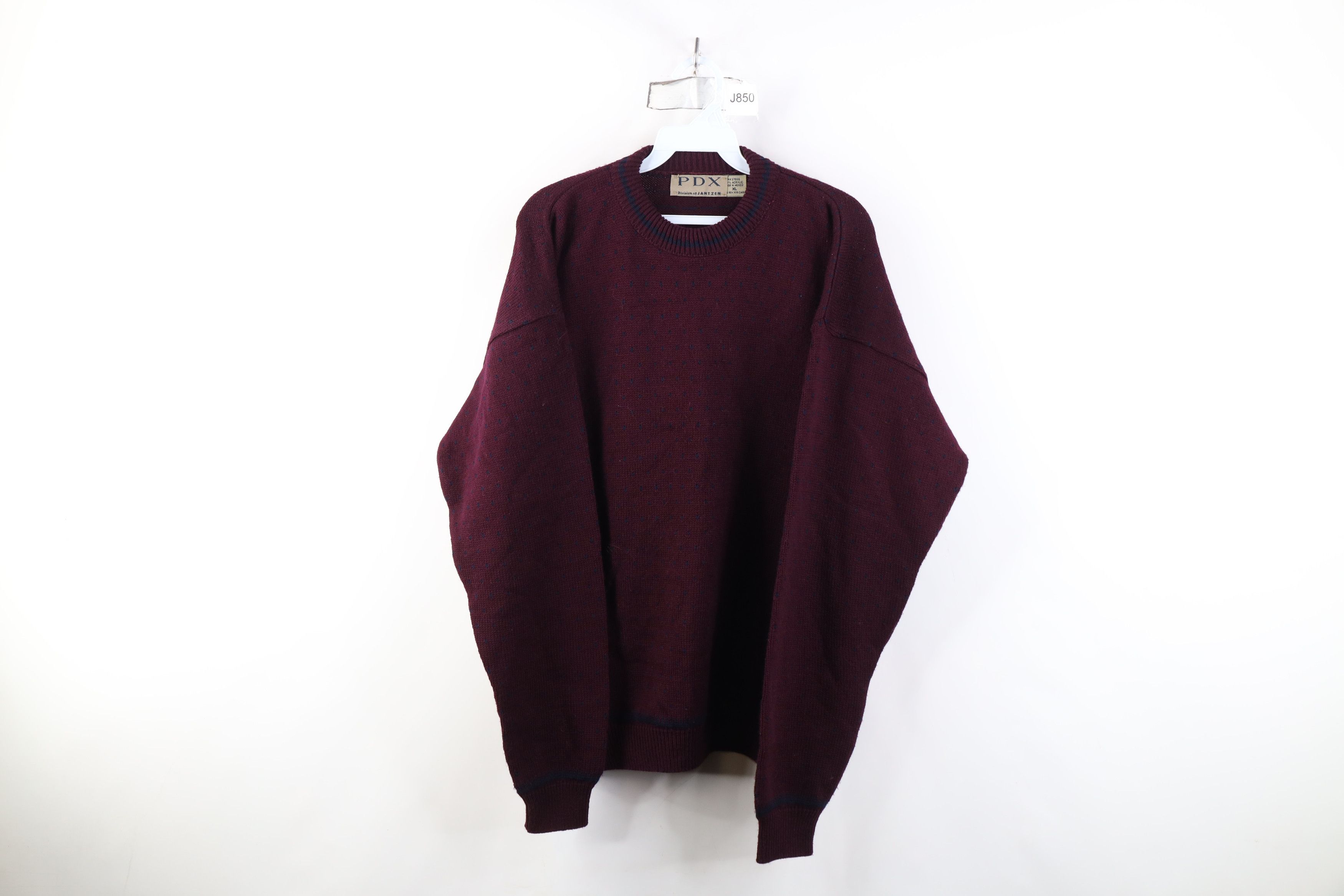Vintage Vintage 90s Streetwear Knit Crewneck Sweater Dark Purple Size US XL / EU 56 / 4 - 1 Thumbnail
