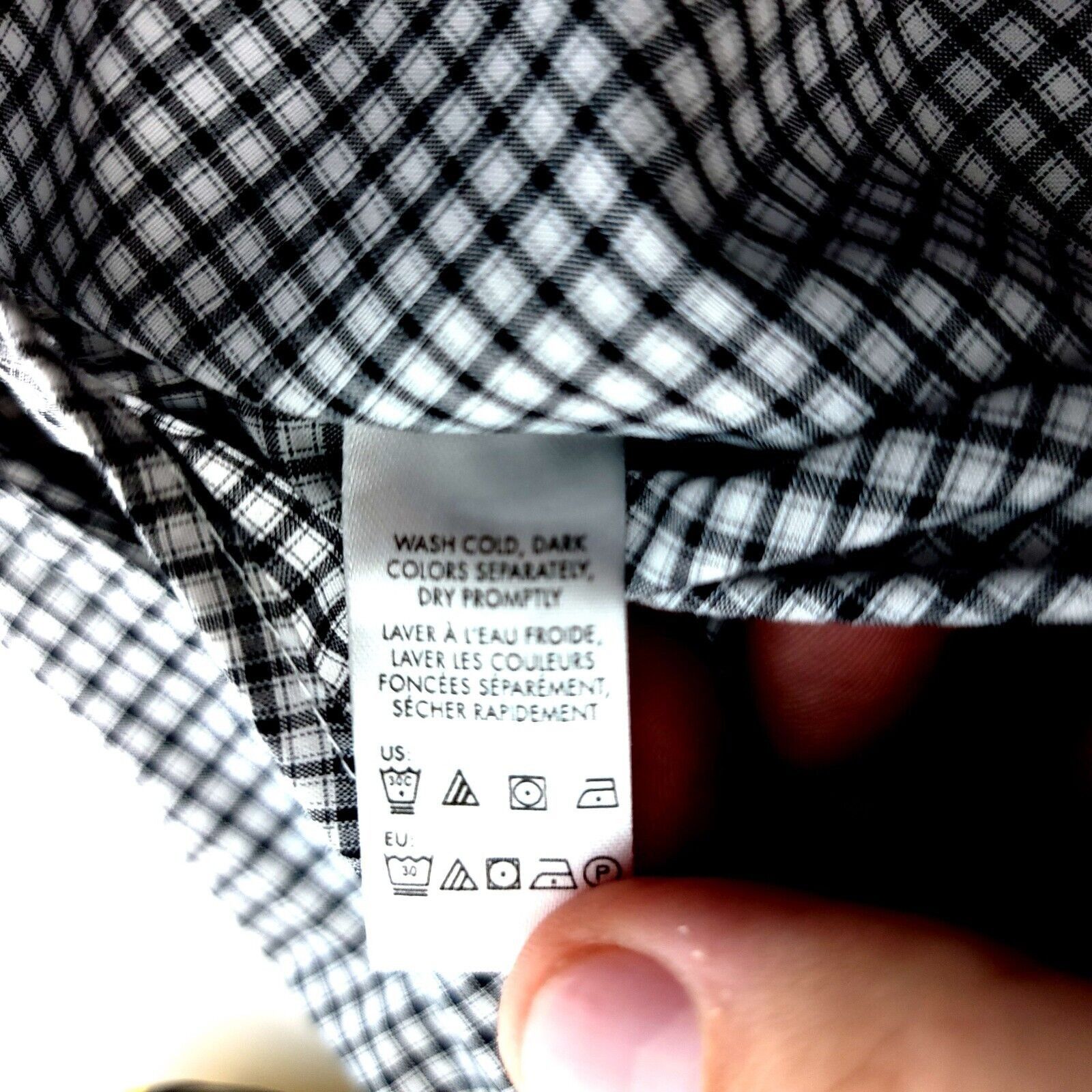 Calvin Klein Calvin Klein Slim Fit Large Cotton White Black Plaid Button Size US L / EU 52-54 / 3 - 10 Thumbnail