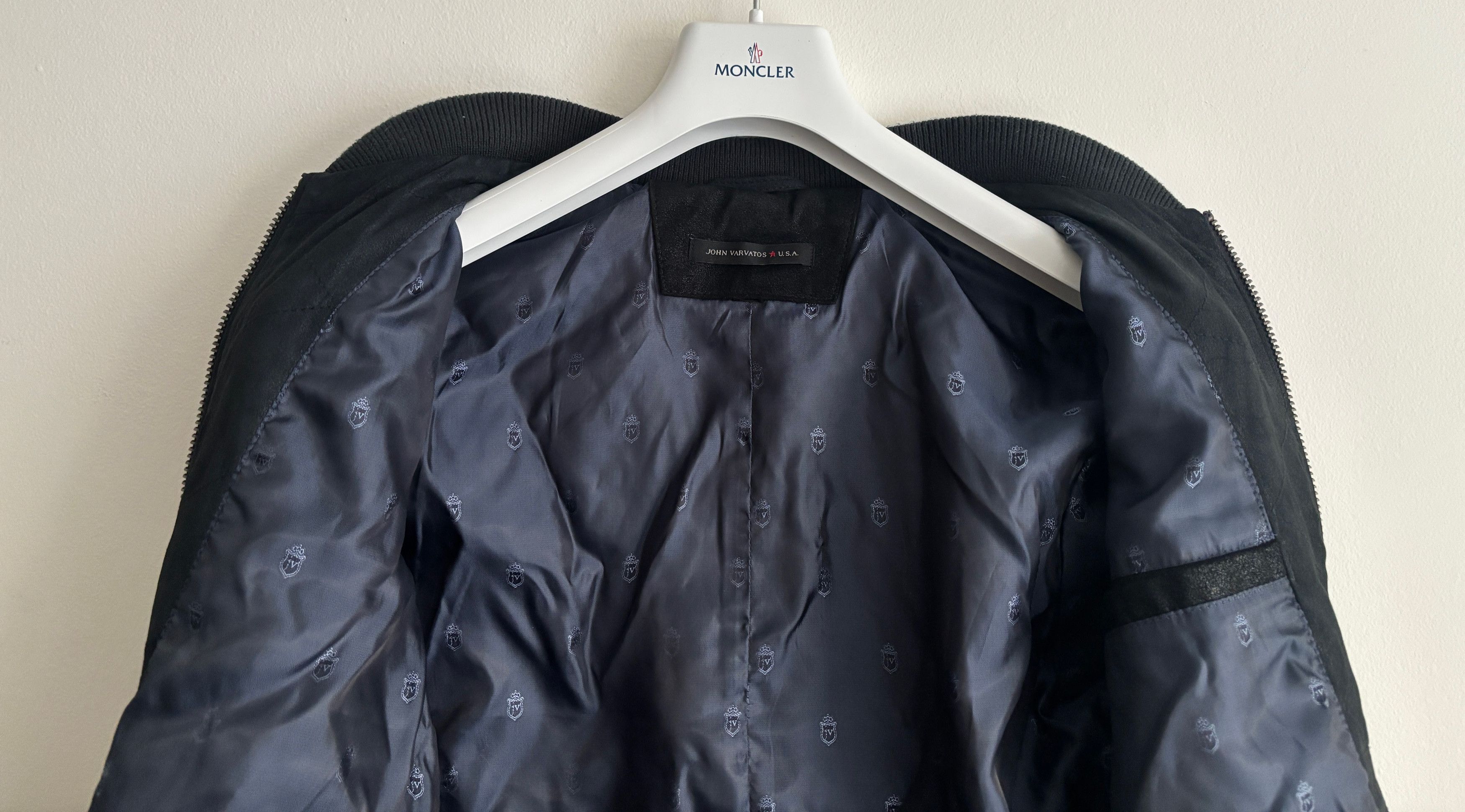 John Varvatos $100 Black Goatskin Suede Double Zip Bomber Jacket Small Size US S / EU 44-46 / 1 - 8 Thumbnail