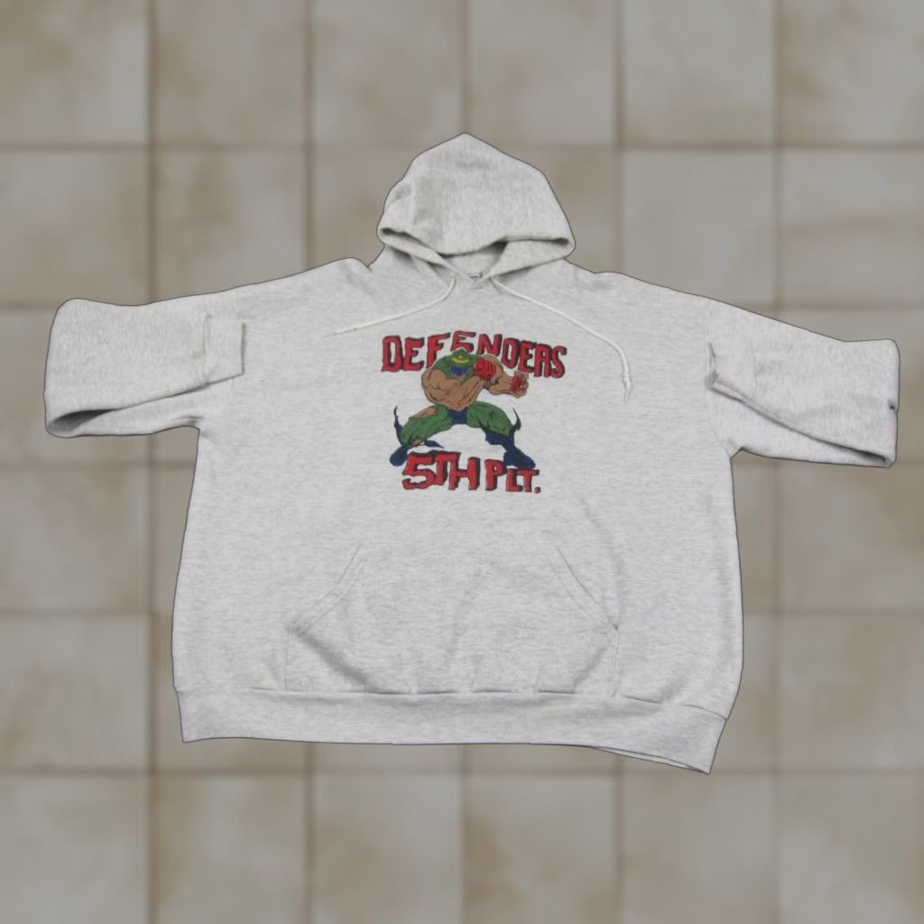 Lee VINTAGE LEE Hoodie Mens 2XL Gray Defenders 5th Plt McGrane Sweatshirt USA Made Regular Pullover Hooded 90s Shirt Size US XXL / EU 58 / 5 - 1 Thumbnail