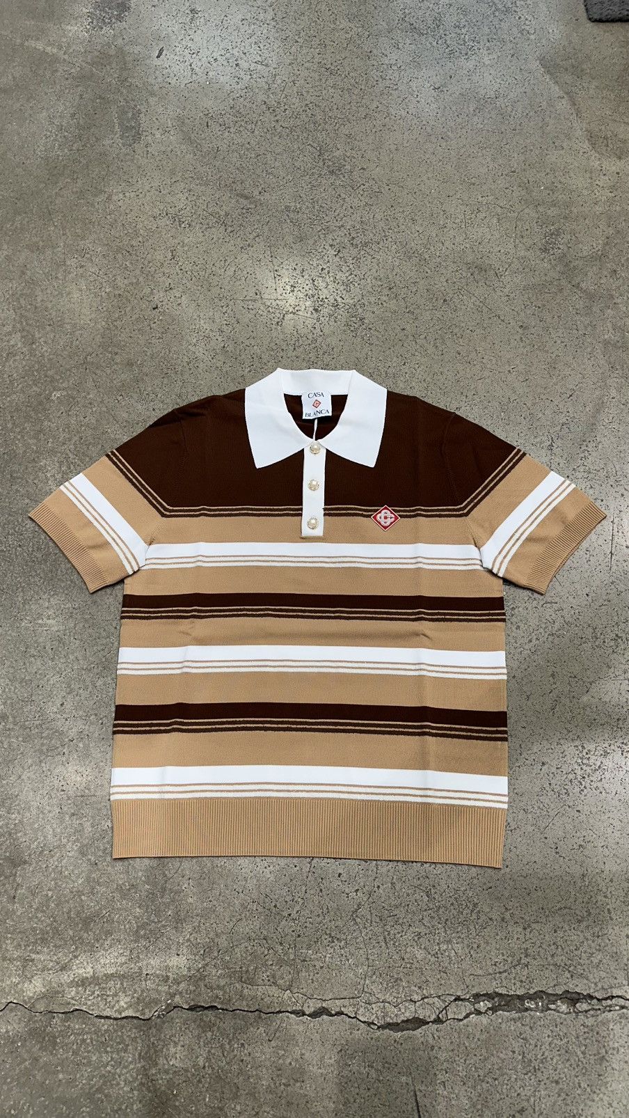Casablanca CASABLANCA - Chicano Striped Polo Beige Brown Size US XL / EU 56 / 4 - 1 Thumbnail