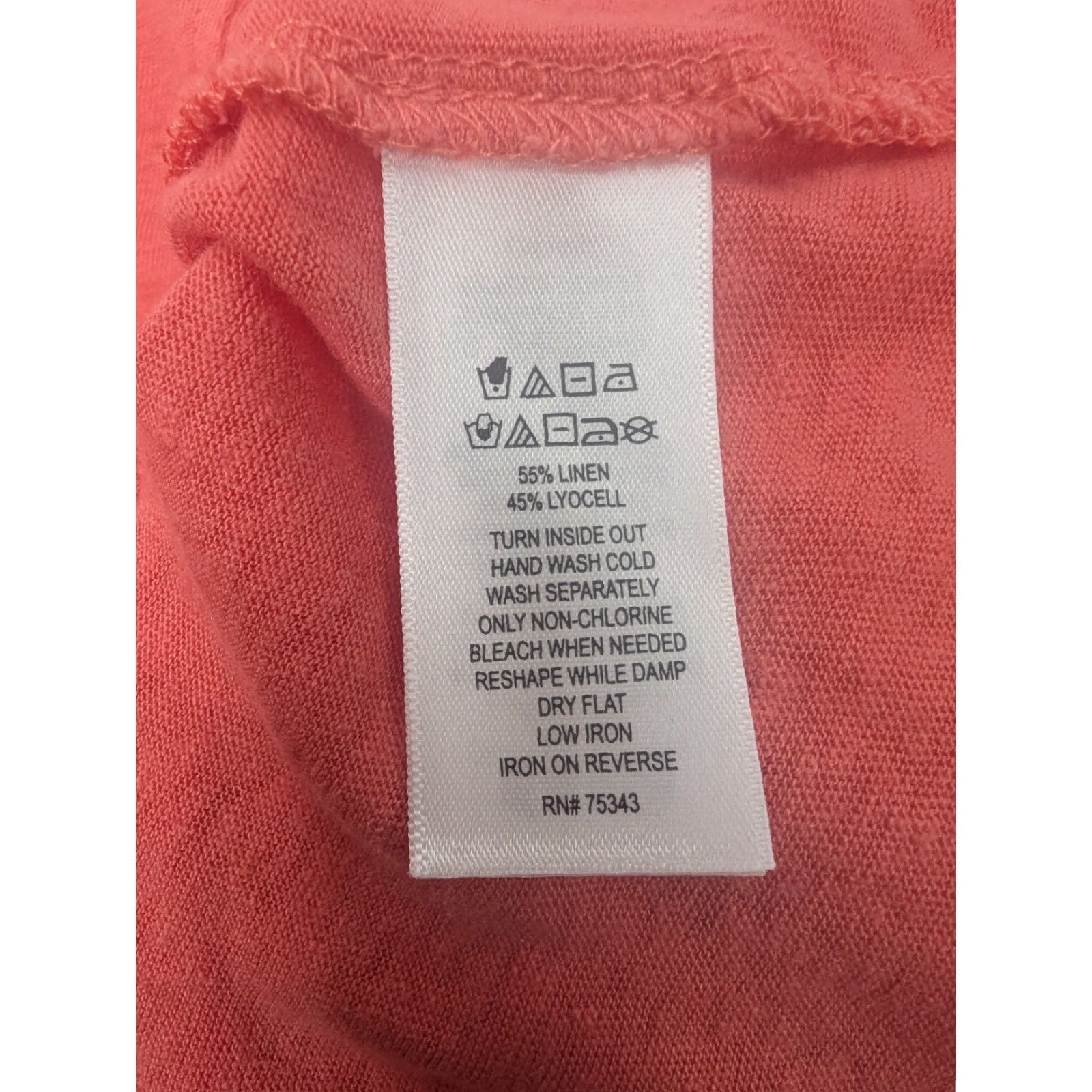 Vintage Tahari Shirt Women 3X V-Neck Short Sleeve Linen Lyocell Blend Seamed Orange Pink 90s? Size XXL / US 16-18 / IT 52-54 - 7 Thumbnail