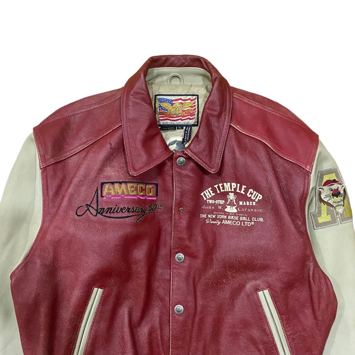 Vintage ☀️Ameco Classic varsity leather jacket Size US L / EU 52-54 / 3 - 6 Thumbnail