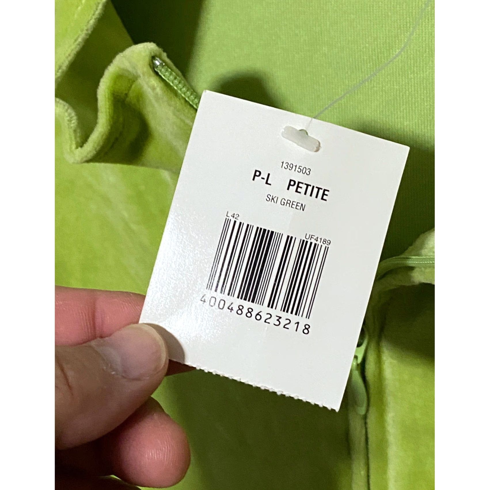 Essentials KR Essentials Velour Green Zip Jacket Womens PL Petite Regular Casual Soft Cozy Activewear NWT Size L / US 10 / IT 46 - 5 Thumbnail