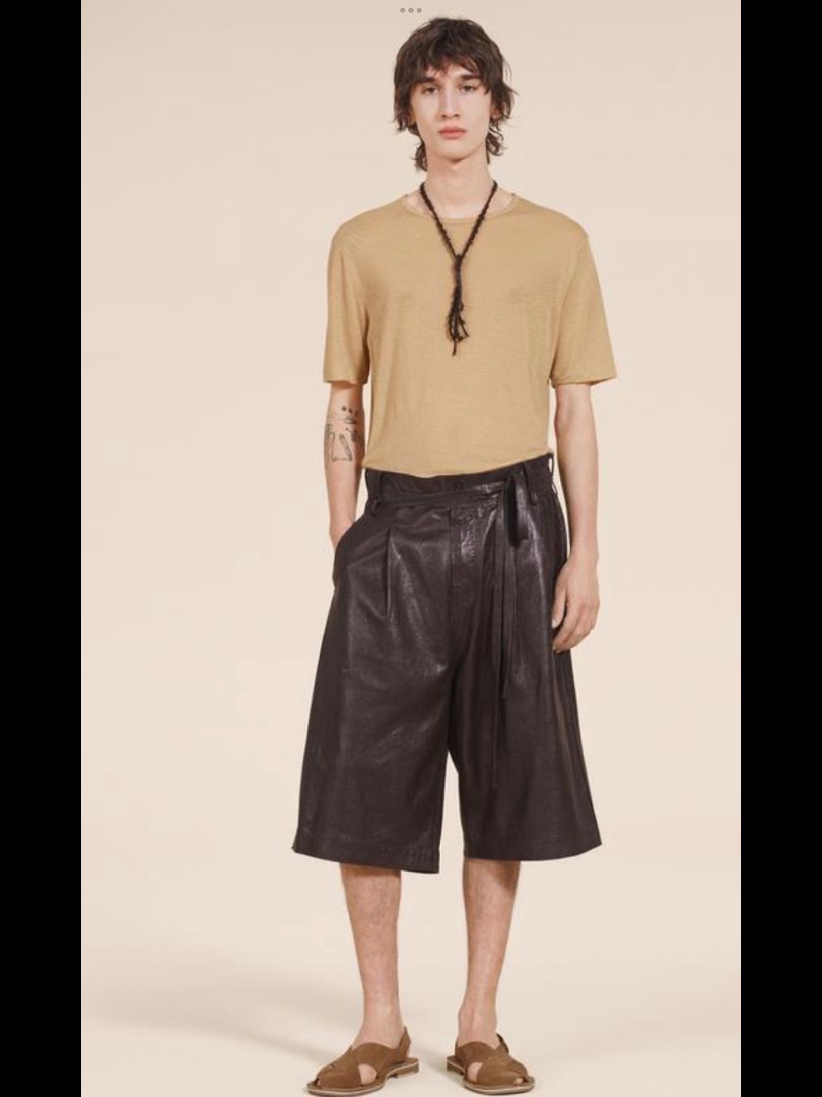 Zara Zara limited edition leather short pants size 31 brown Size US 31 - 1 Thumbnail