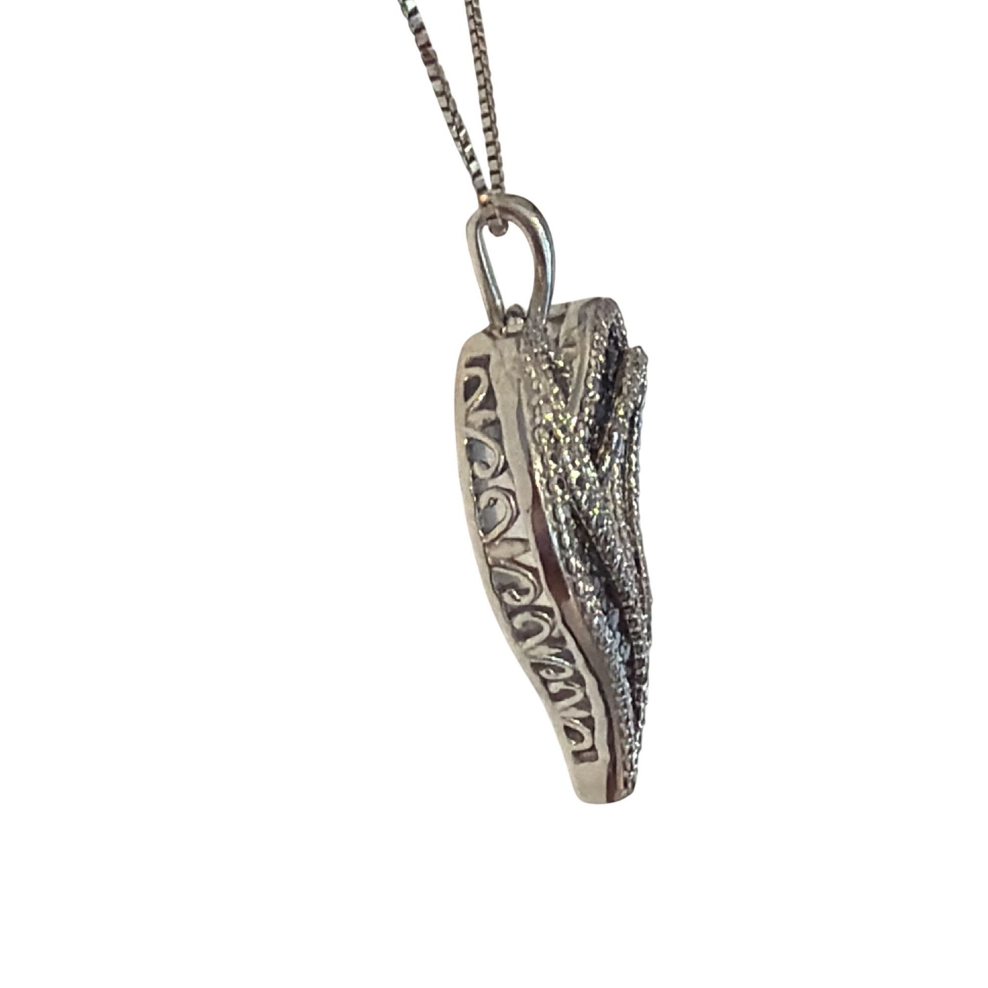 Other Sterling Silver Black Diamond Heart Pendant Necklace Stamped Size ONE SIZE - 3 Thumbnail