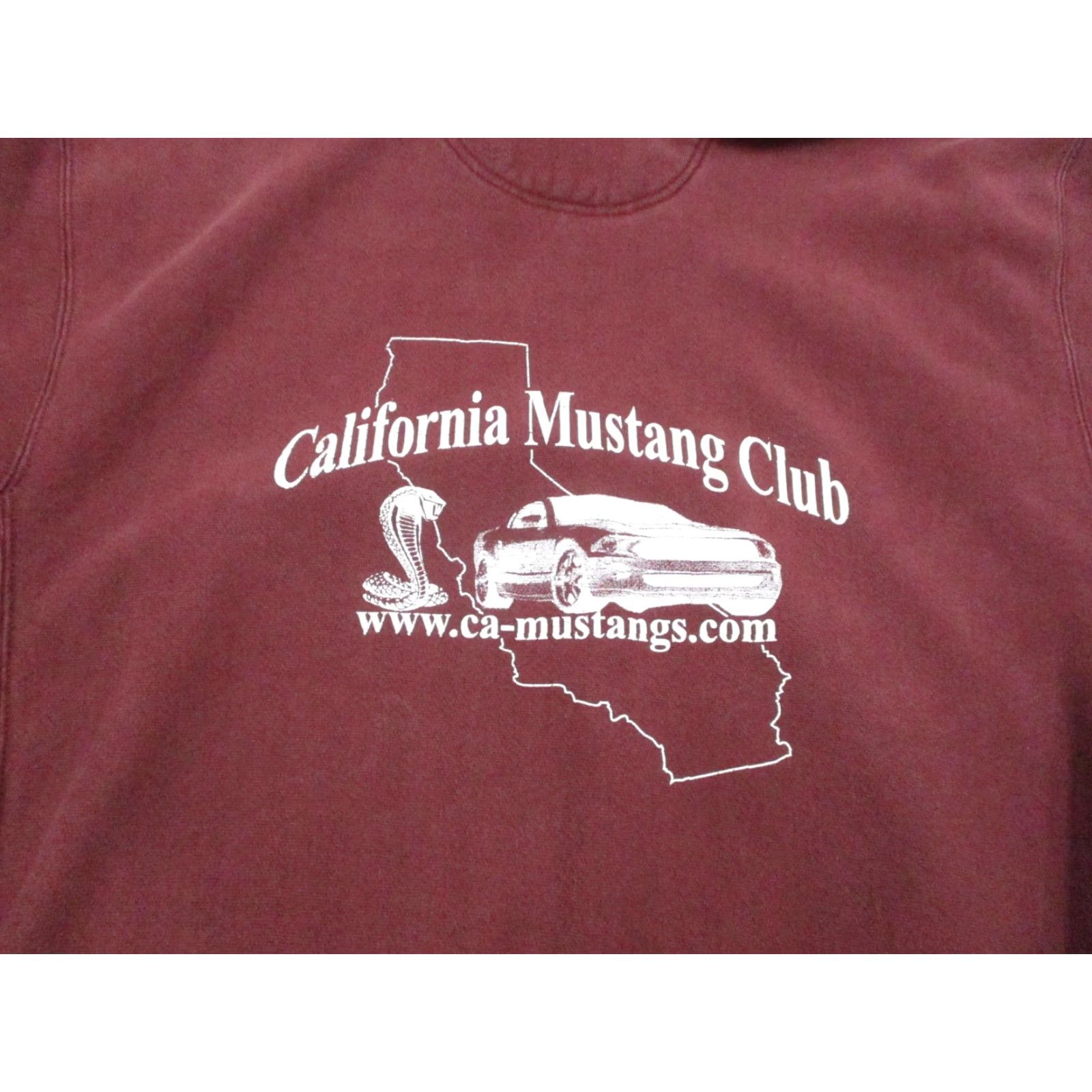 Champion VINTAGE Champion Mustang Club Hoodie Mens L Maroon California Cars Logo Graphic Pullover Hooded Pockets Knit Sweatshirt Regular Fit Size US L / EU 52-54 / 3 - 2 Thumbnail