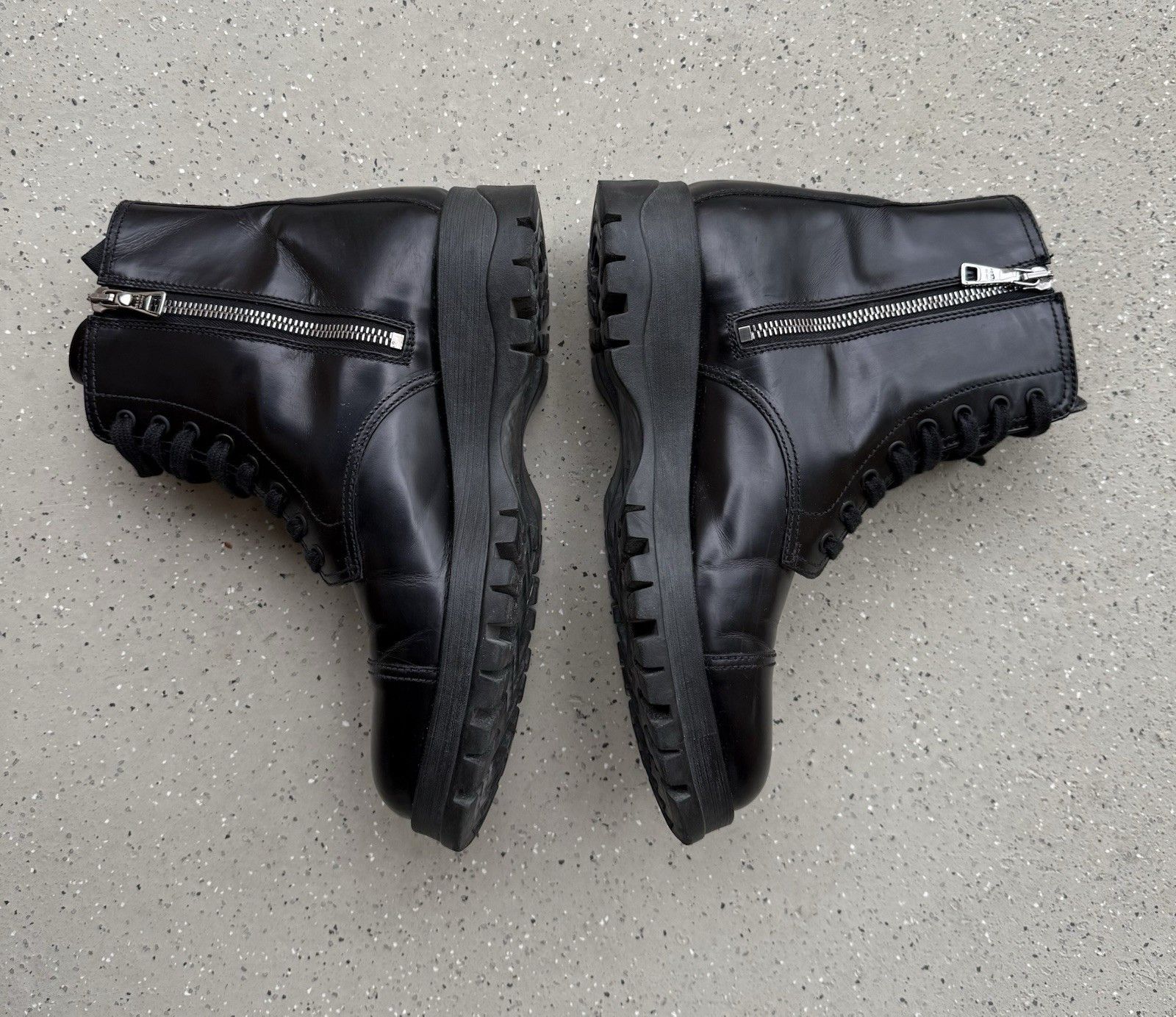 Prada DDP Prada Spazzolato Womens Combat Ankle Boots Black Size 36 Size US 6 / IT 36 - 3 Thumbnail