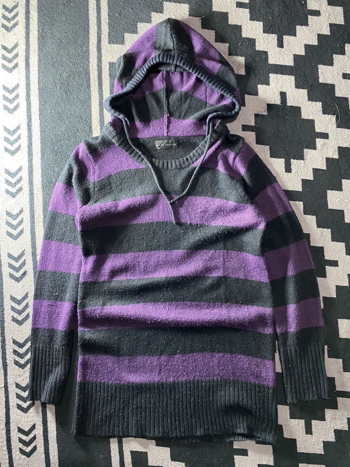 If Six Was Nine × Japanese Brand × Le Grande Bleu (L.G.B.) Japanese putielal striped knit hoodie Size US L / EU 52-54 / 3 - 1 Thumbnail
