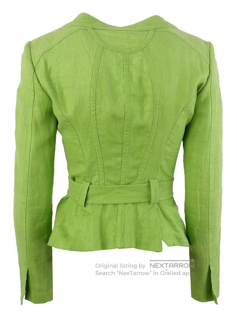 Versace Vintage Green Linen Jacket by Versace. Size S / US 4 / IT 40 - 2 Thumbnail
