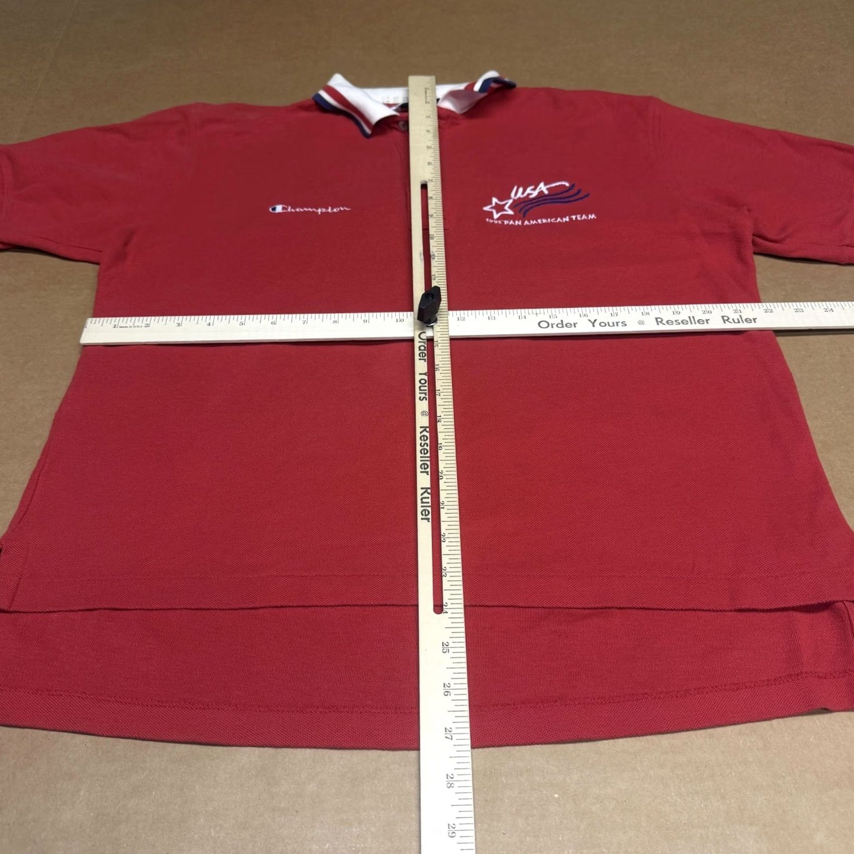 Champion VINTAGE Champion Polo Shirt Mens Large Red Embroidered USA Pan American Team 90s Size US L / EU 52-54 / 3 - 4 Thumbnail