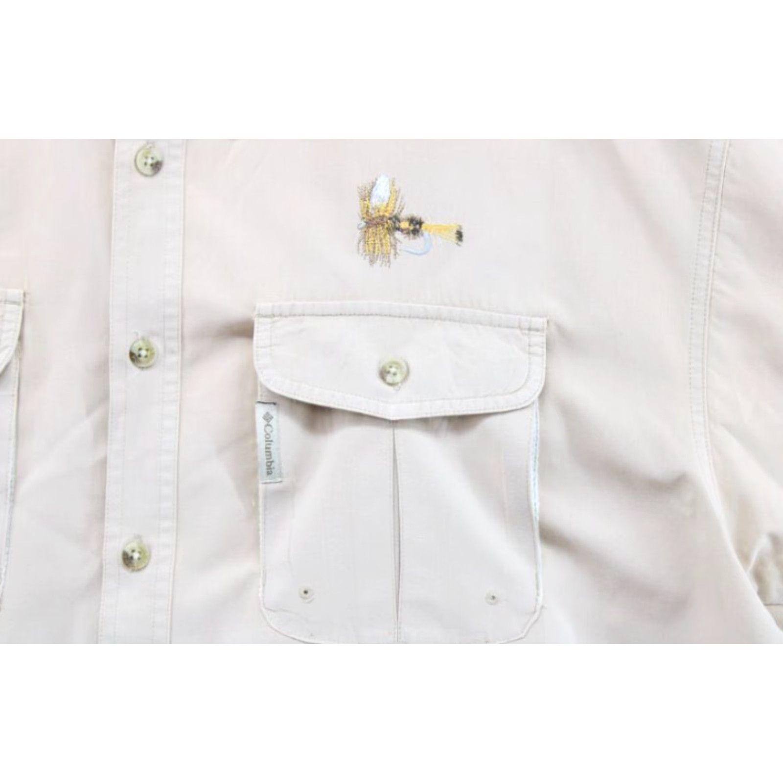 Vintage Columbia PFG Fly Fishing Shirt Men's M Vented Pockets Embroidered Lure Khaki Size US M / EU 48-50 / 2 - 3 Thumbnail