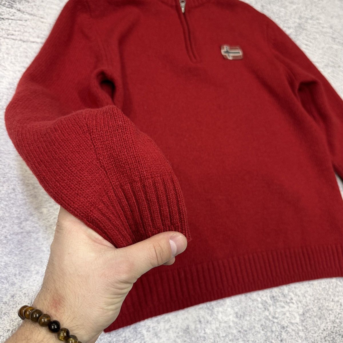 Napapijri Napapijri Wool Blend 1/4 Zip Knit Sweater Red L size Size US L / EU 52-54 / 3 - 3 Thumbnail