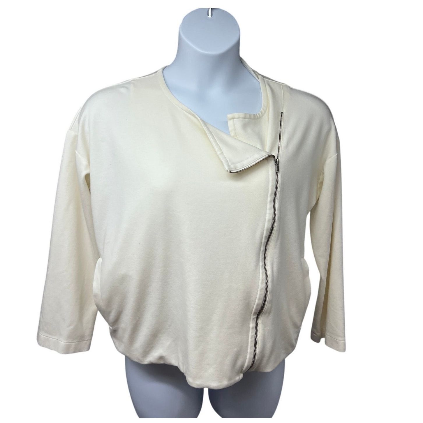 Eileen Fisher Eileen Fisher Flex Tencel Ponte Ivory Zip Jacket M Pockets Size M / US 6-8 / IT 42-44 - 1 Thumbnail