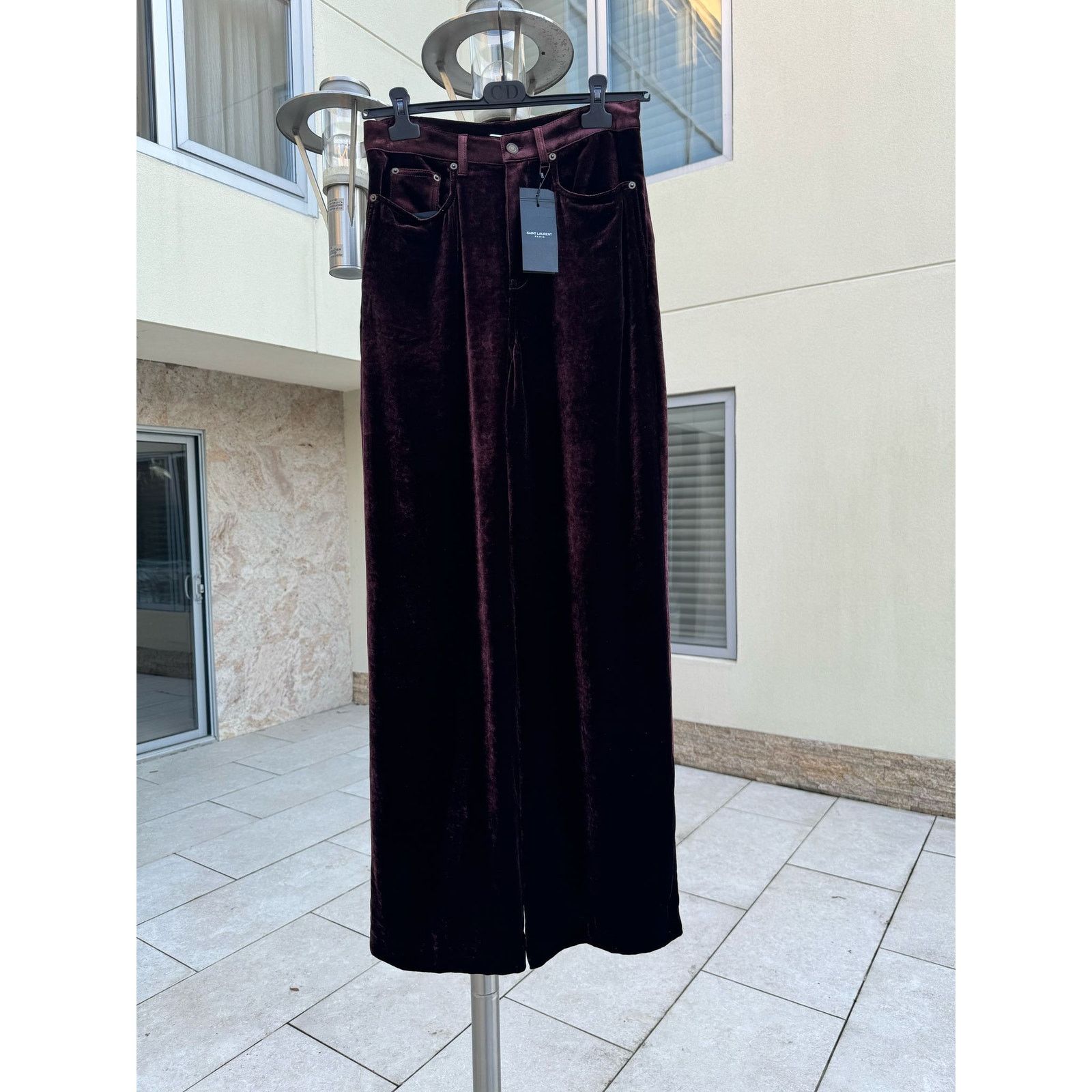 Saint Laurent Paris o1rshd1 Wide Leg Velvet / Velour Pants in Burgundy Size US 32 / EU 48 - 1 Thumbnail