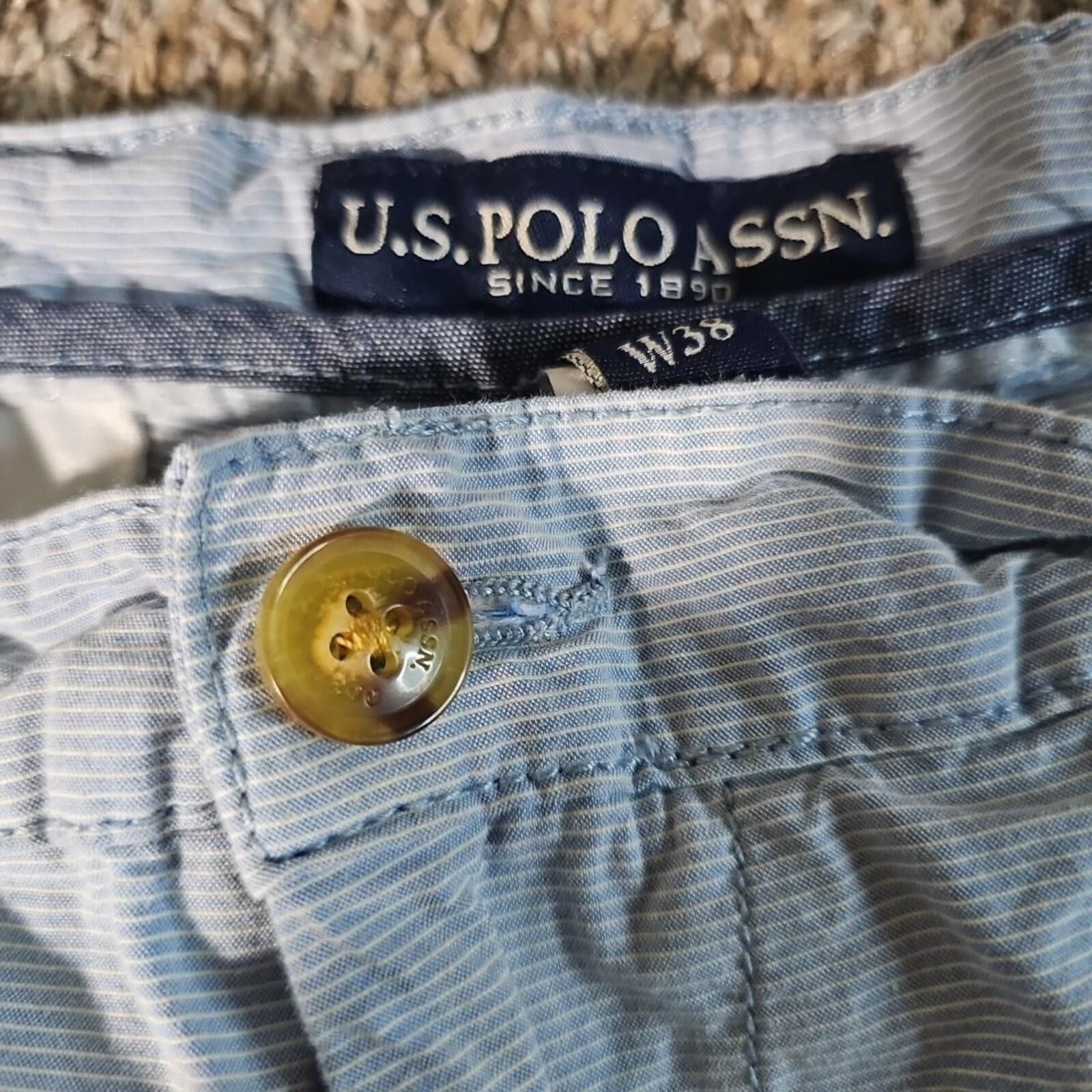 U.S. Polo Assn. U.S. POLO Sz 38 Blue Seersucker Shorts Size US 38 / EU 54 - 2 Thumbnail