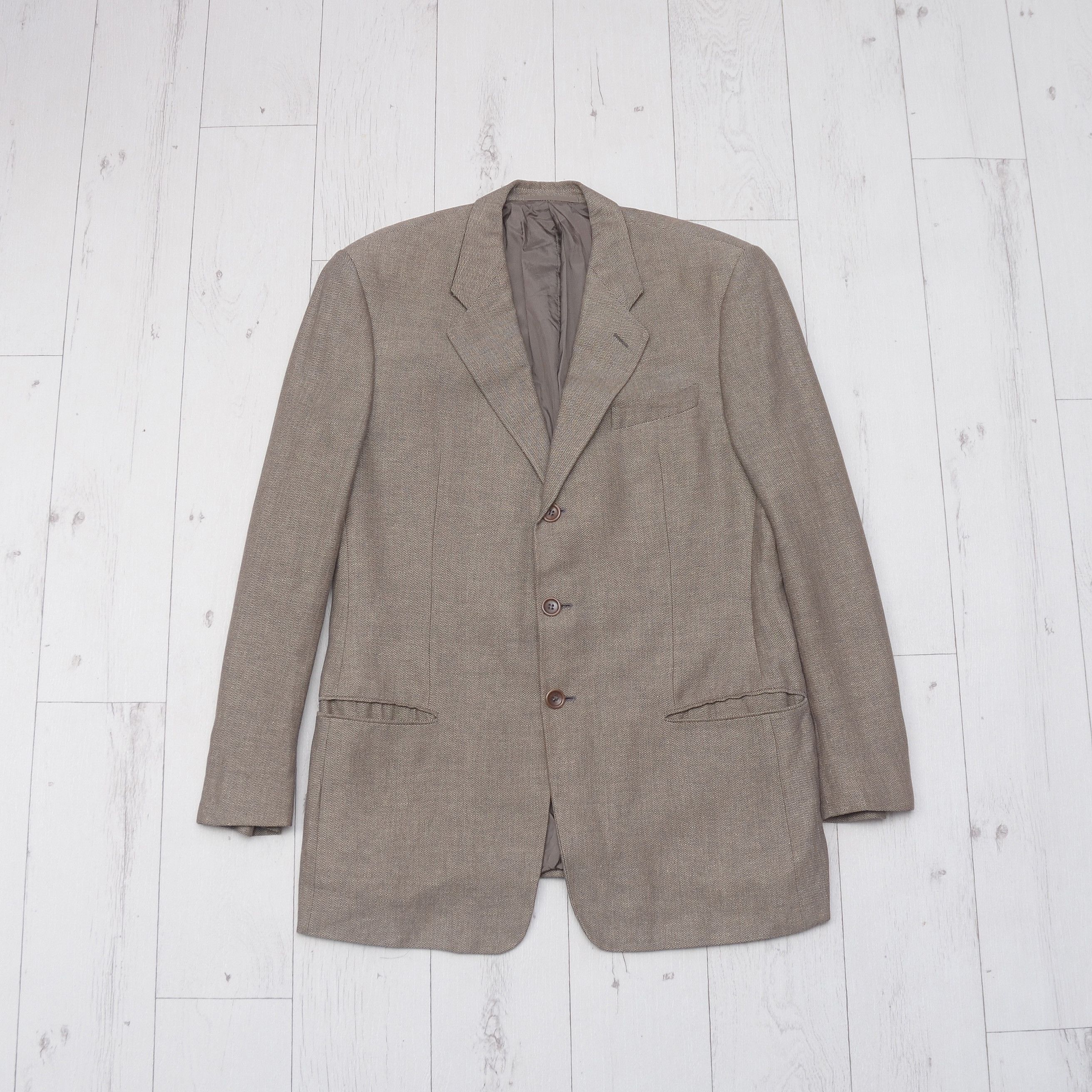 Armani × Armani Collezioni × Giorgio Armani Vintage Luxury Armani Collezioni Tweed Linen Casual Blazer Size 52L - 1 Thumbnail