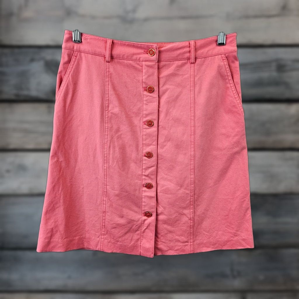 J.McLaughlin J McLaughlin Skirt Womens Sz 4 Solid Pink Button Front Pockets Cotton Blend Size 27" / US 4 / IT 40 - 1 Thumbnail