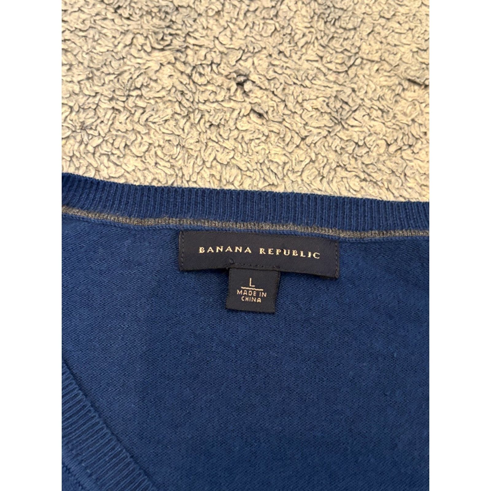 Banana Republic Banana Republic Argyle Sweater Mens Large Blue V Neck Cotton Silk Blend Pullover Size US L / EU 52-54 / 3 - 2 Thumbnail