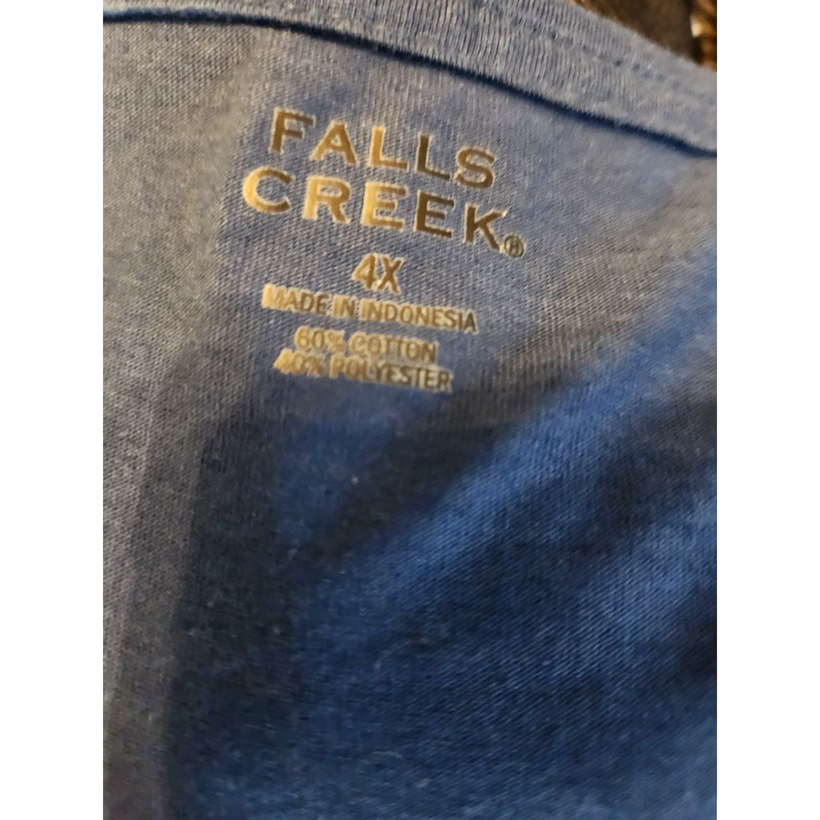 Vintage Falls Creek Blue Henley Embroidered Trim Long Sleeve Casual Top Shirt 4X Plus Womens Size XXL / US 16-18 / IT 52-54 - 4 Thumbnail
