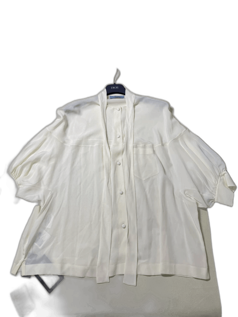 Prada Prada White Silk Shirt with Tags Size S / US 4 / IT 40 - 1 Thumbnail