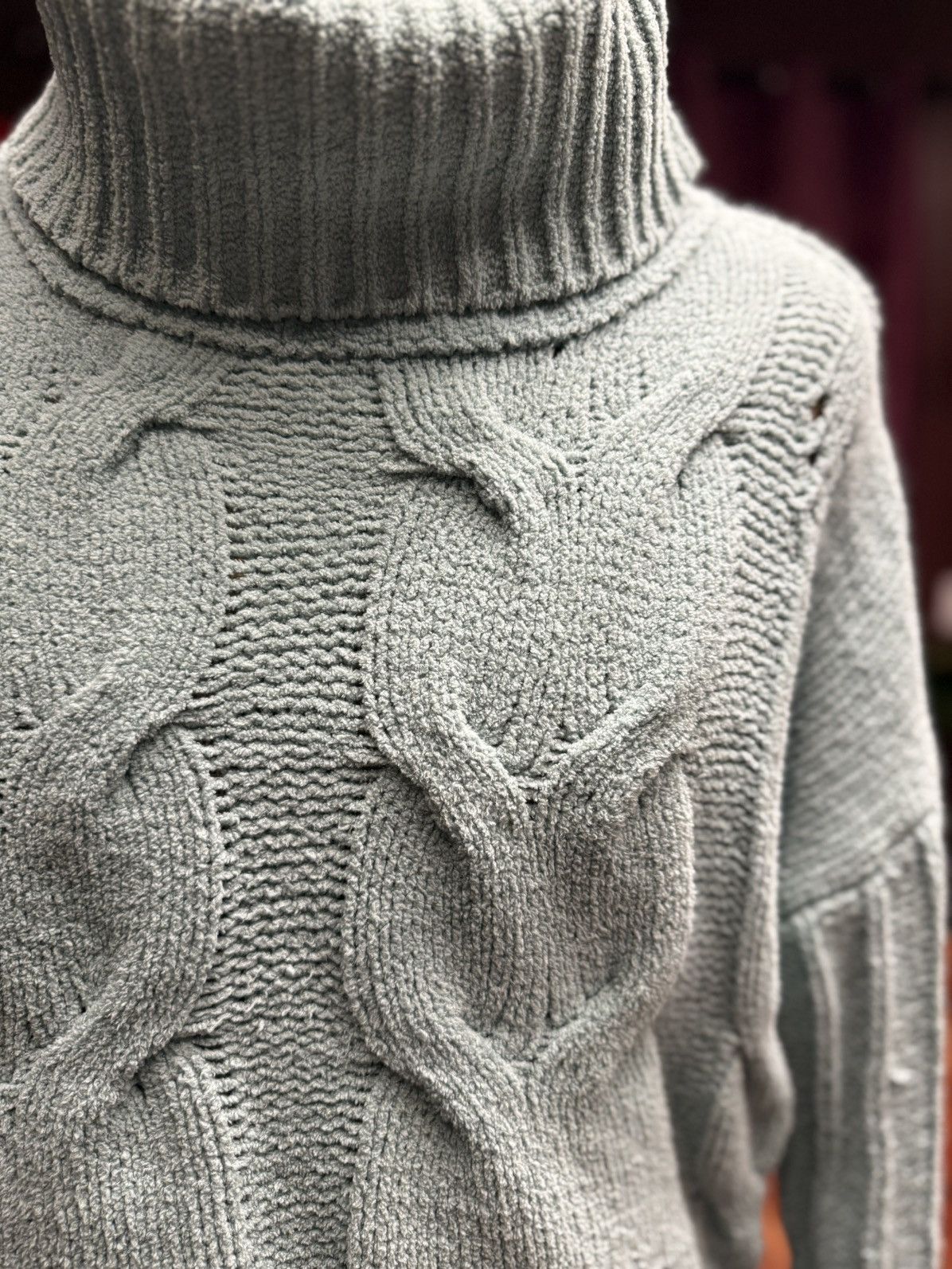 Other Chunky Cable Knit Turtleneck Sweater – Sage Green Size M / US 6-8 / IT 42-44 - 3 Thumbnail