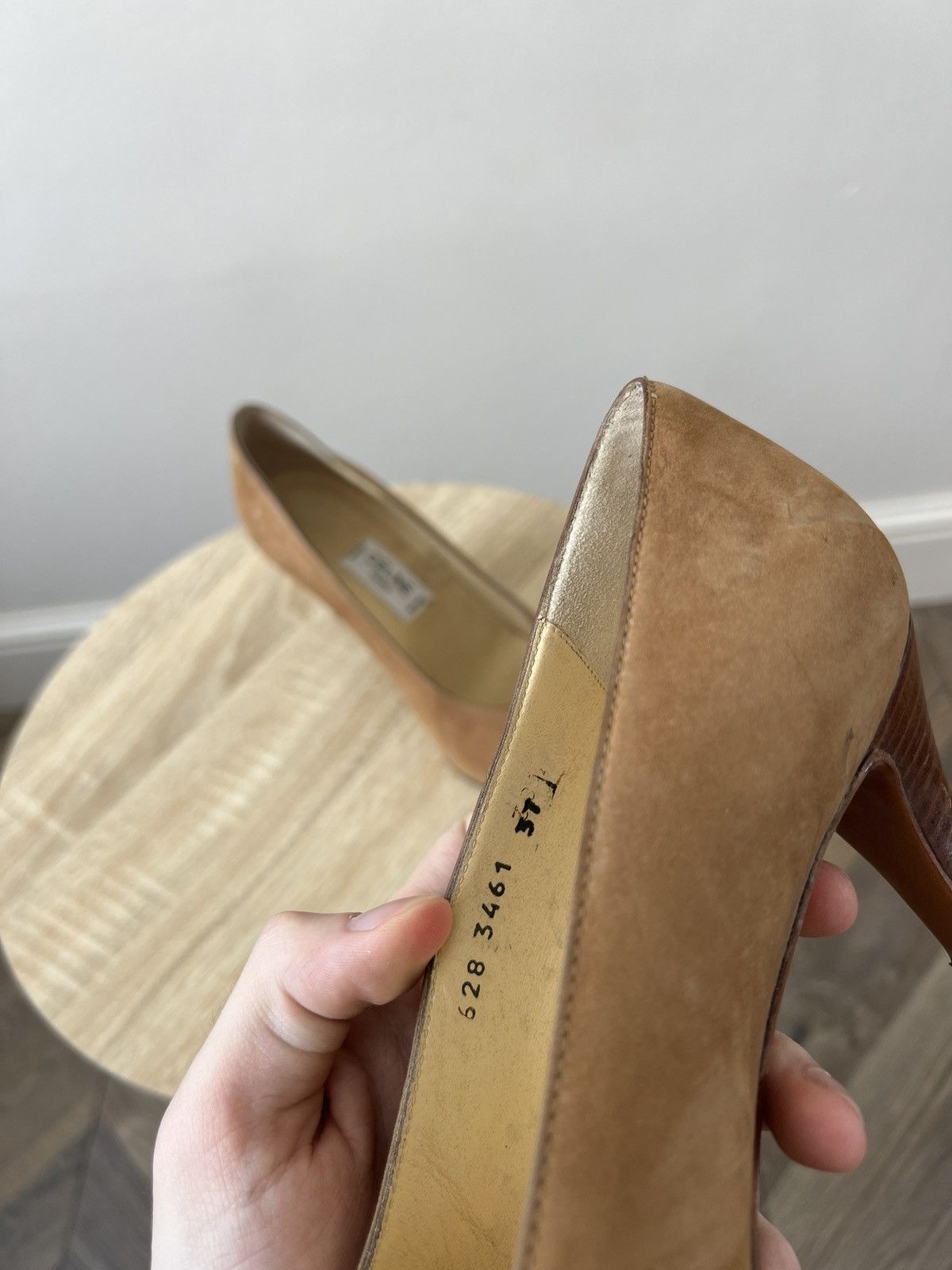Celine Vintage Celine Women’s Brown Suede Leather Heels Pointed Toe Size US 7 / IT 37 - 8 Thumbnail