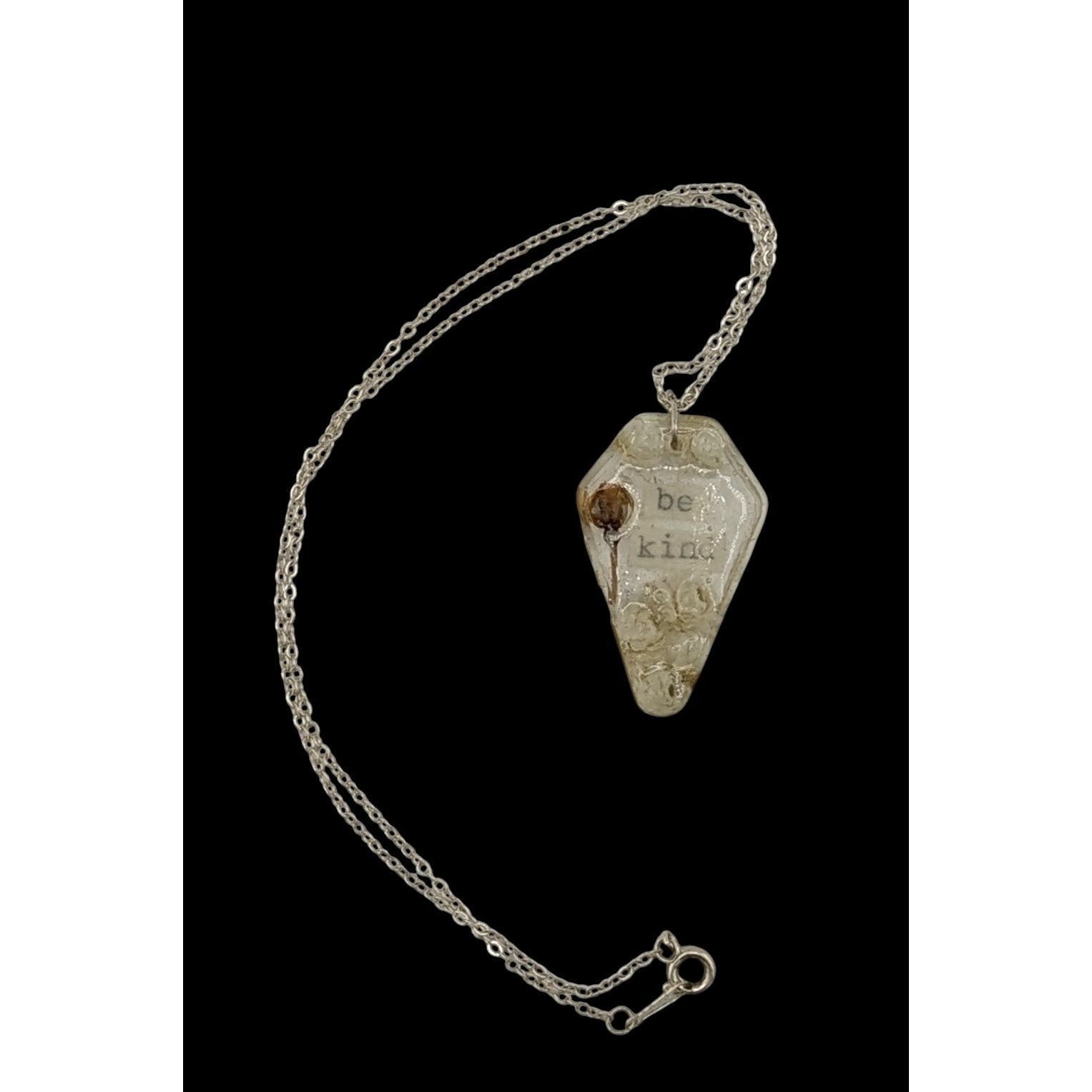 Other Handmade Whimsygoth Floral Coffin Be Kind Pendant Necklace Size ONE SIZE - 2 Thumbnail