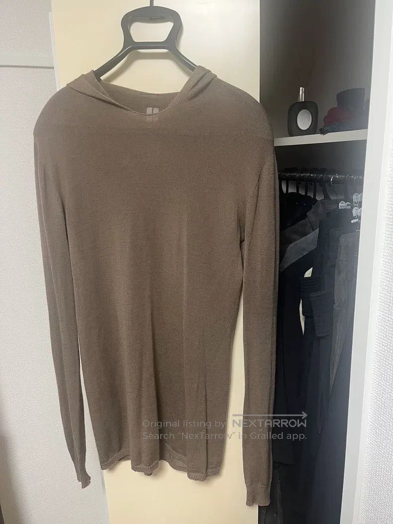 Other RICK OWENS Main line thin hooded long sweater, dust color Size S / US 4 / IT 40 - 1 Thumbnail