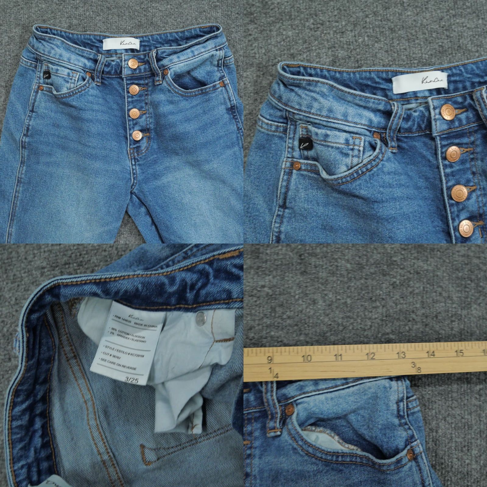 Vintage Kancan Jeans Womens 3 25 Blue Pants Raw Hem Cut Off Button Fly Stretch 26x26 Size 26" / US 2 / IT 38 - 8 Thumbnail