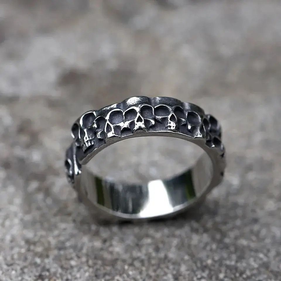 Jewelry Skull Biker Punk Rock Rings Size ONE SIZE - 5 Thumbnail