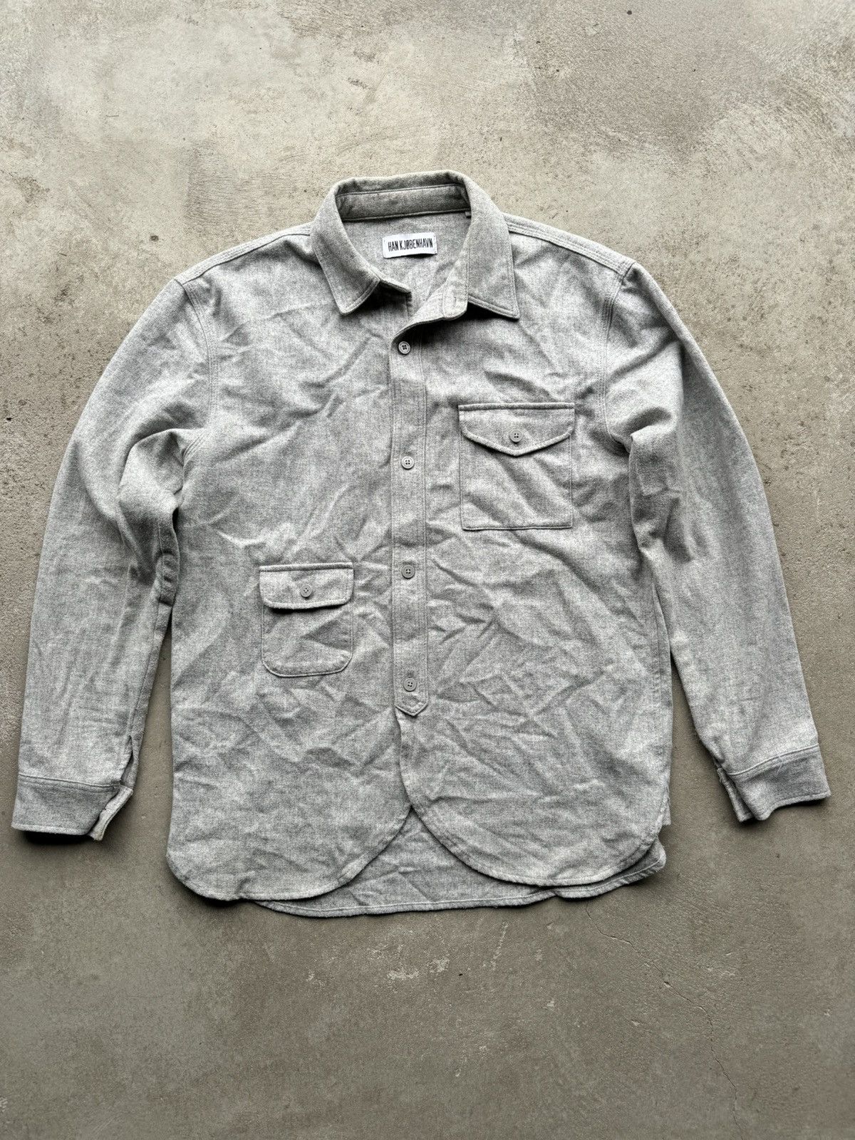 image of Han Kjobenhavn Wool Overshirt in Grey, Men's (Size Large)