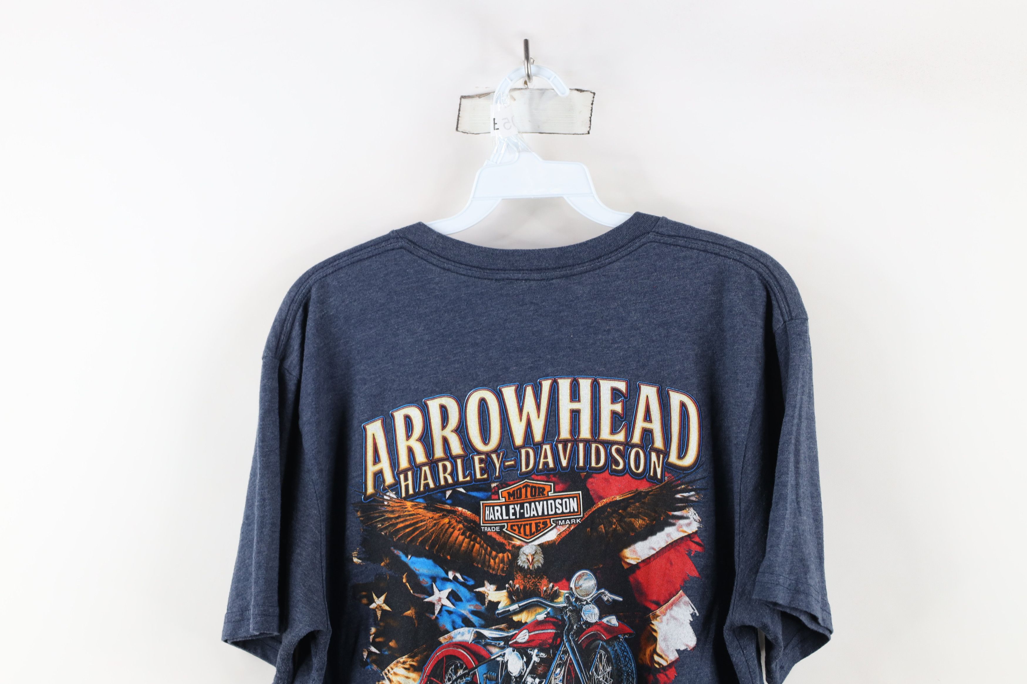 Harley Davidson × Vintage Y2K Harley Davidson Tribal Eagle Fire Flames T-Shirt Blue Size US L / EU 52-54 / 3 - 13 Thumbnail