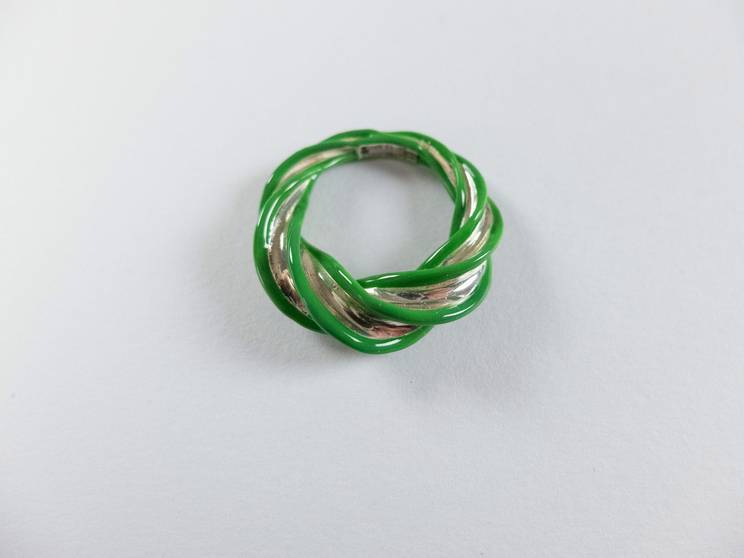 Bottega Veneta BOTTEGA VENETA Pillar green twisted silver ring 6 13 q Size ONE SIZE - 1 Thumbnail