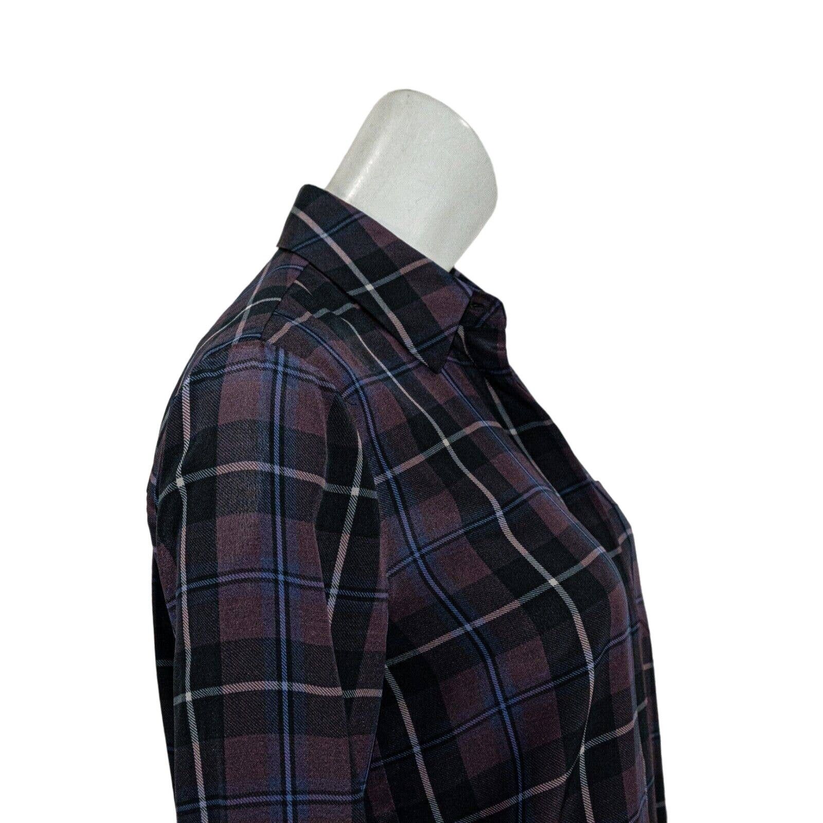 Other Jenni Kayne Silk Button up Blouse Maroon Blue Plaid Size XS / US 0-2 / IT 36-38 - 9 Thumbnail