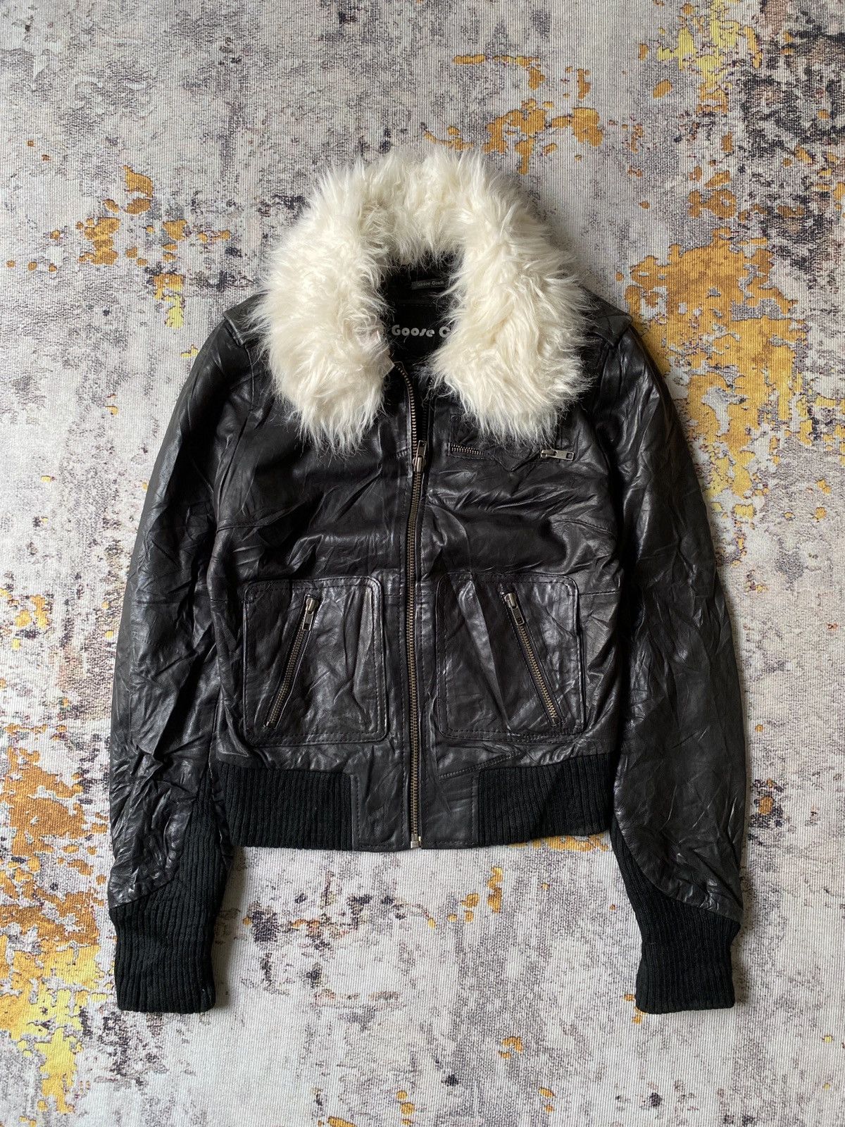 If Six Was Nine Goosecraft Multipocket Fur Black Leather Jacket Size US S / EU 44-46 / 1 - 4 Thumbnail