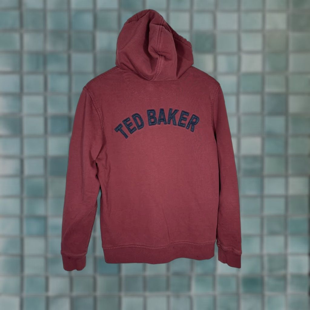 Ted Baker Ted Baker London Men's Burgundy Hoodie Spellout Full Zip Activewear Jacket L Red Size US L / EU 52-54 / 3 - 1 Thumbnail