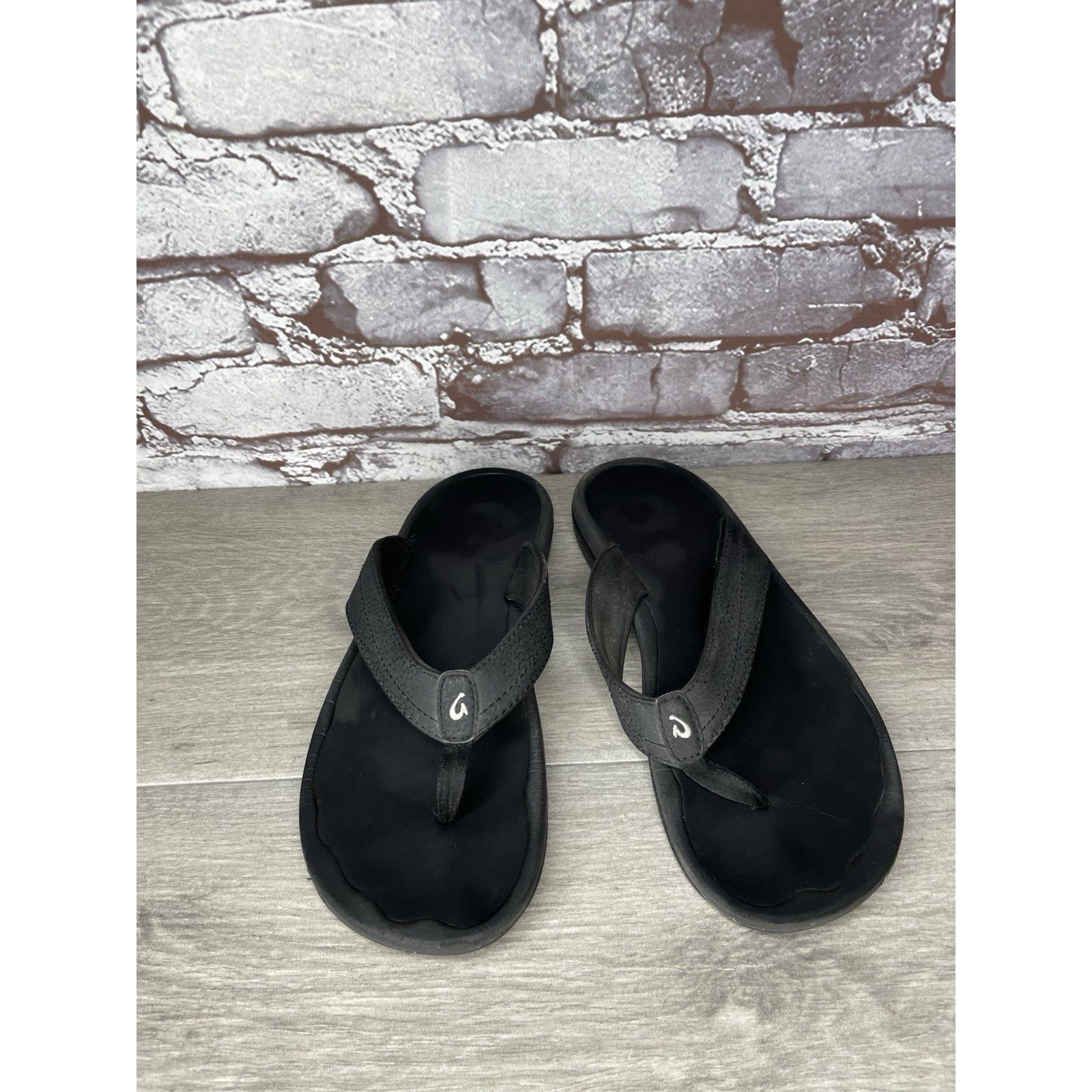 Olukai Olukai Ohana Black Synthetic Flip Flop Thong Beach Sandals W Size US 8 / IT 38 - 10 Thumbnail