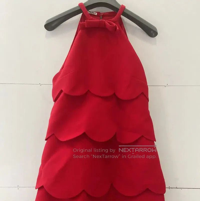 Miu Miu Miu Miu Red Scalloped Dress Size M . Size M / US 6-8 / IT 42-44 - 1 Thumbnail