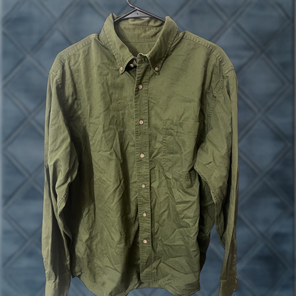 Eddie Bauer Eddie Bauer Button-Down Shirt Reg Fit L Green Cotton Woven Classic University Casual Business Men Mock Wrinkle Stain Free/Not Applicable Size US L / EU 52-54 / 3 - 1 Thumbnail