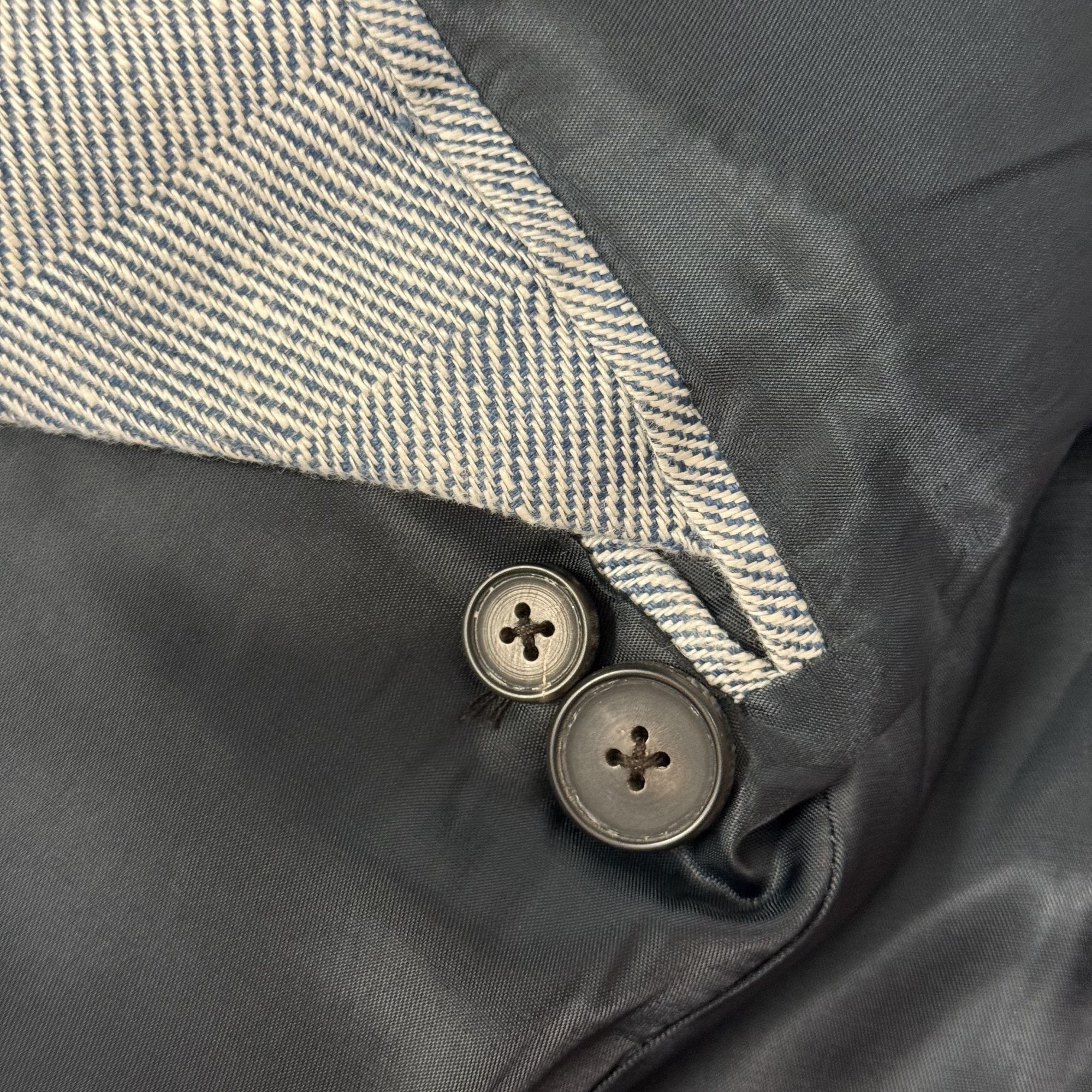 Other Studio Suits STEEL BLUE Sport Coat HERRINGBONE Silk Jacket Size 44L - 10 Thumbnail