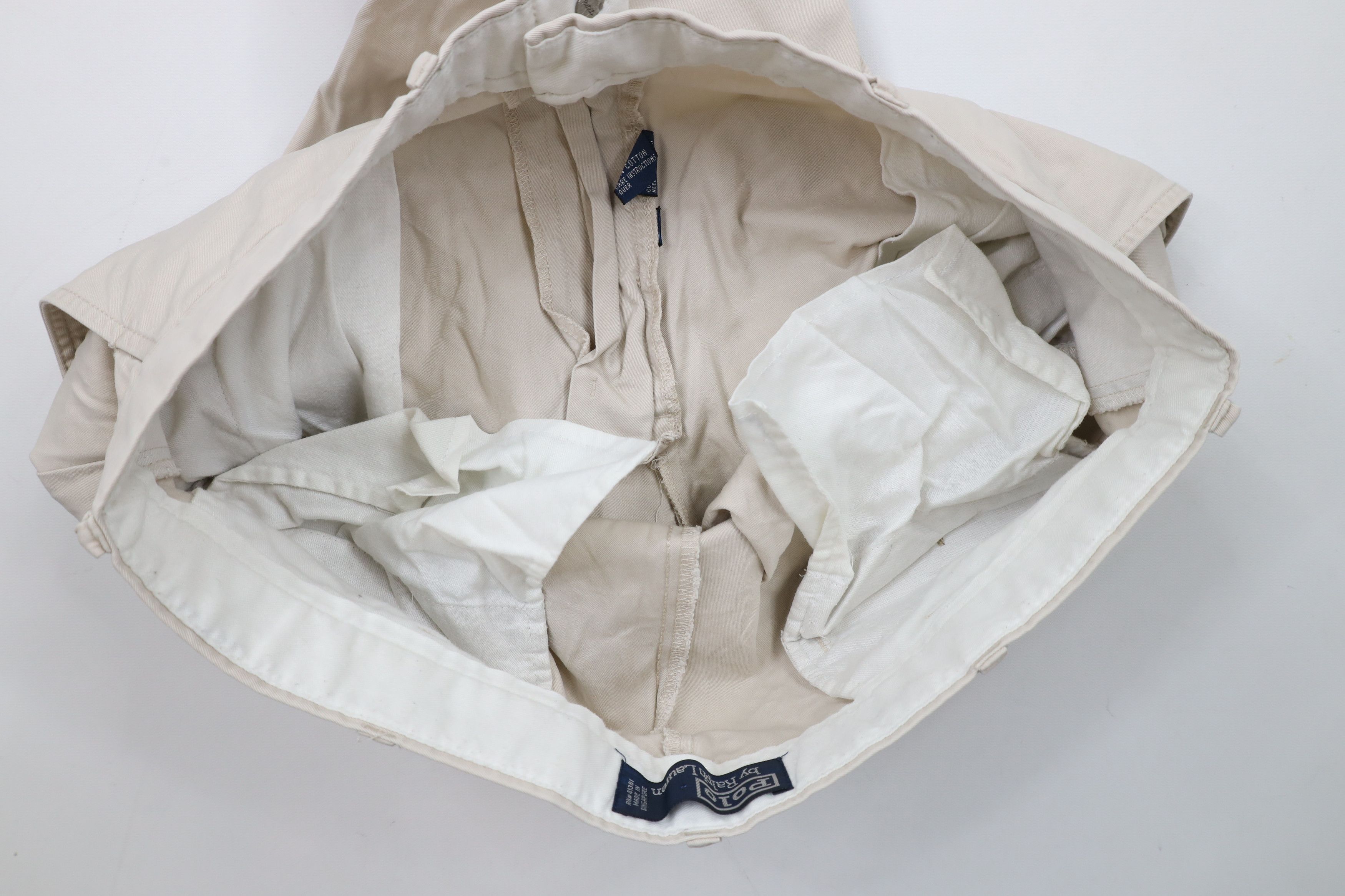 Ralph Lauren × Vintage Vintage 90s Ralph Lauren Front Wide Leg Chino Pants Beige Size US 34 / EU 50 - 14 Thumbnail