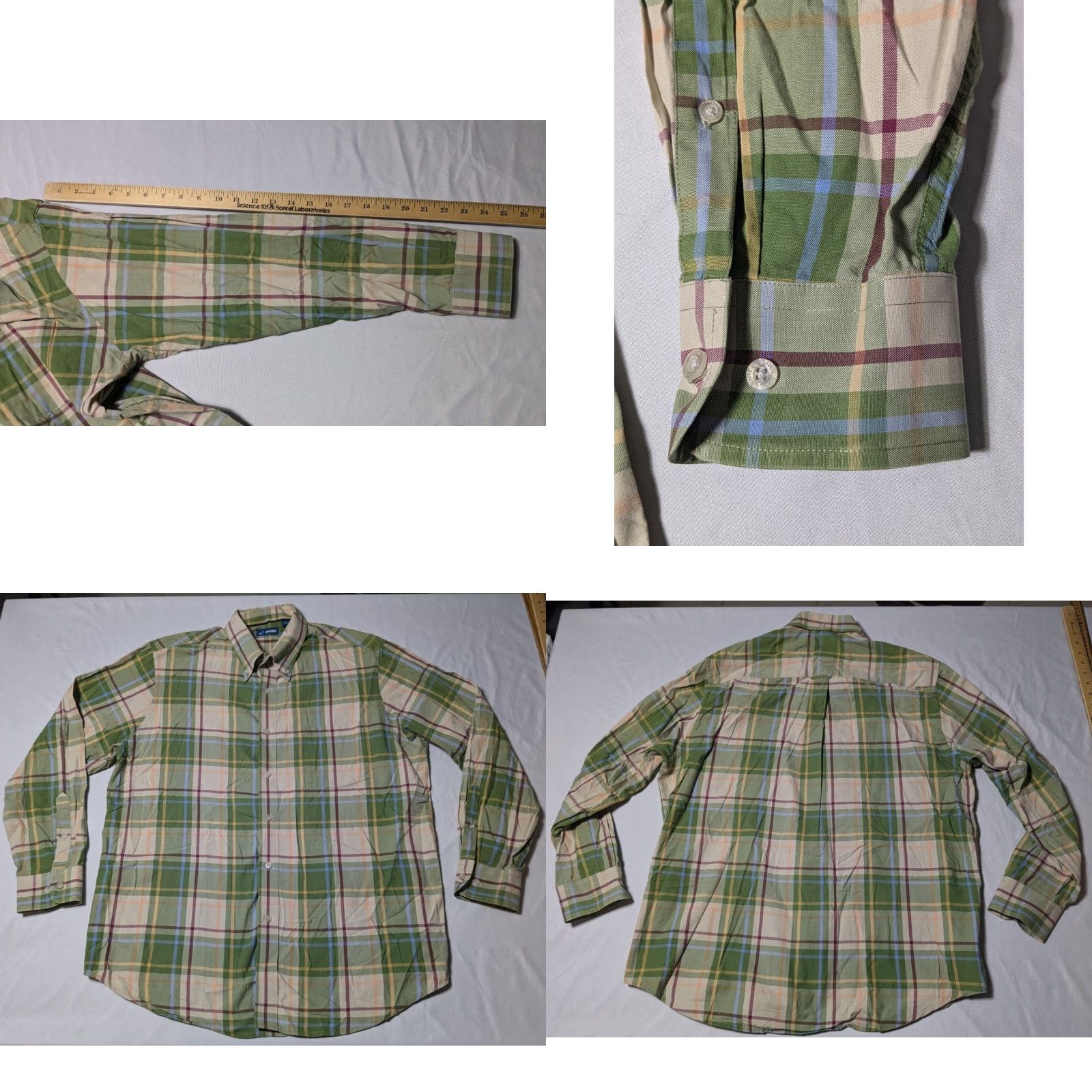 Jantzen JANTZEN Men XL Green Plaid Cotton Long Sleeve Button-Up Shirt Size US XL / EU 56 / 4 - 9 Thumbnail