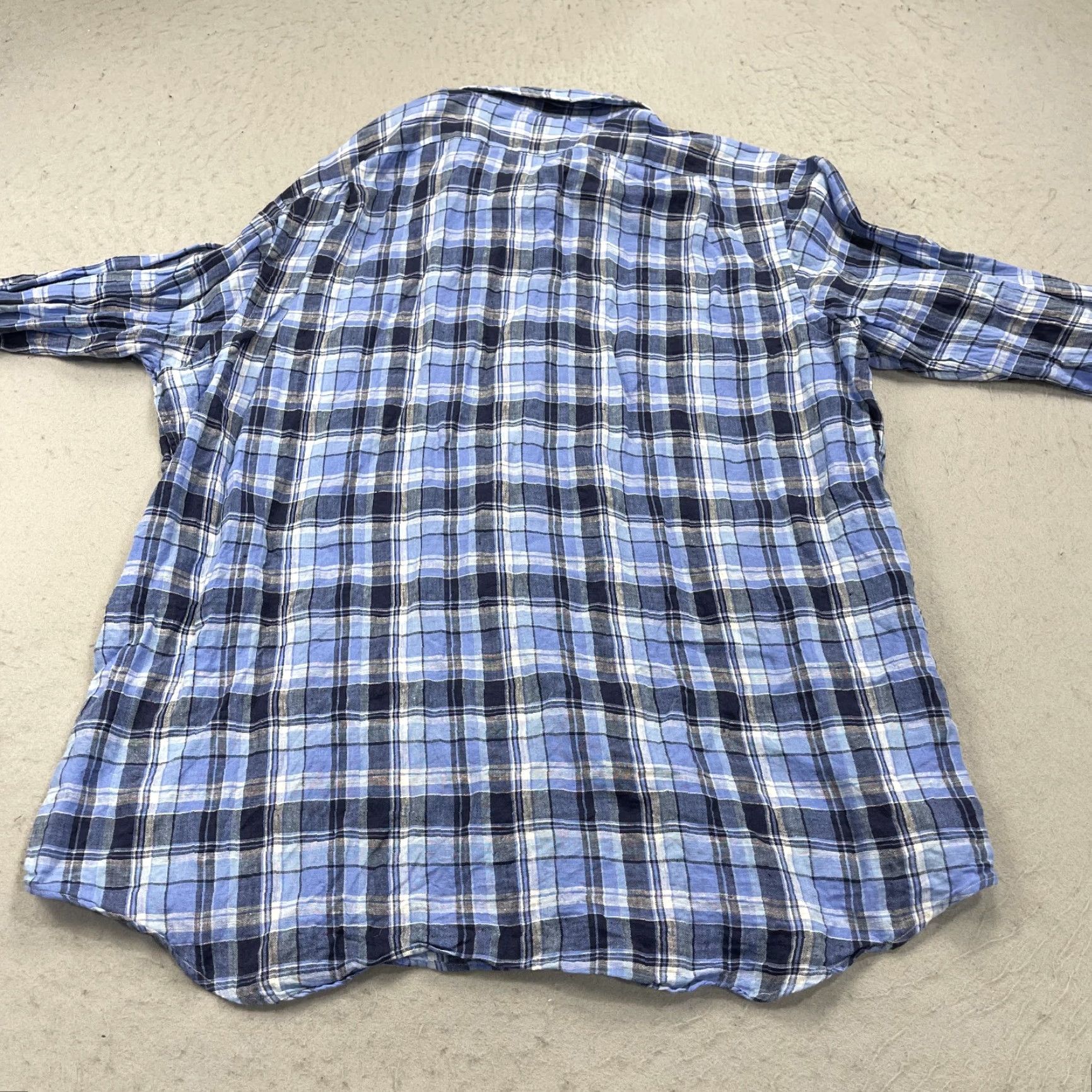 Polo Ralph Lauren Polo Ralph Lauren Shirt Mens XL Blue Plaid Linen Casual Button-Up Lightweight Size US XL / EU 56 / 4 - 7 Thumbnail