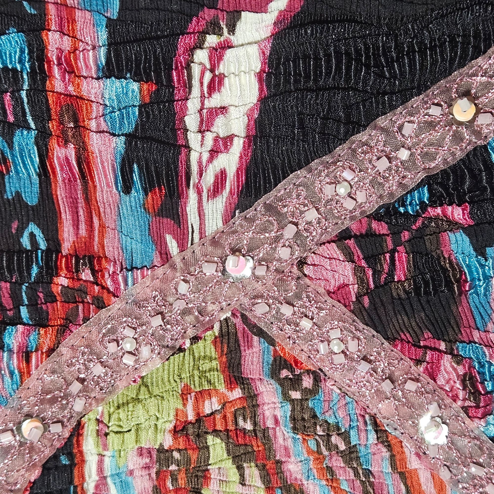 Other Alberto Makali Women Crinkle Top L Multicolor Beaded Boho St Size L / US 10 / IT 46 - 5 Thumbnail