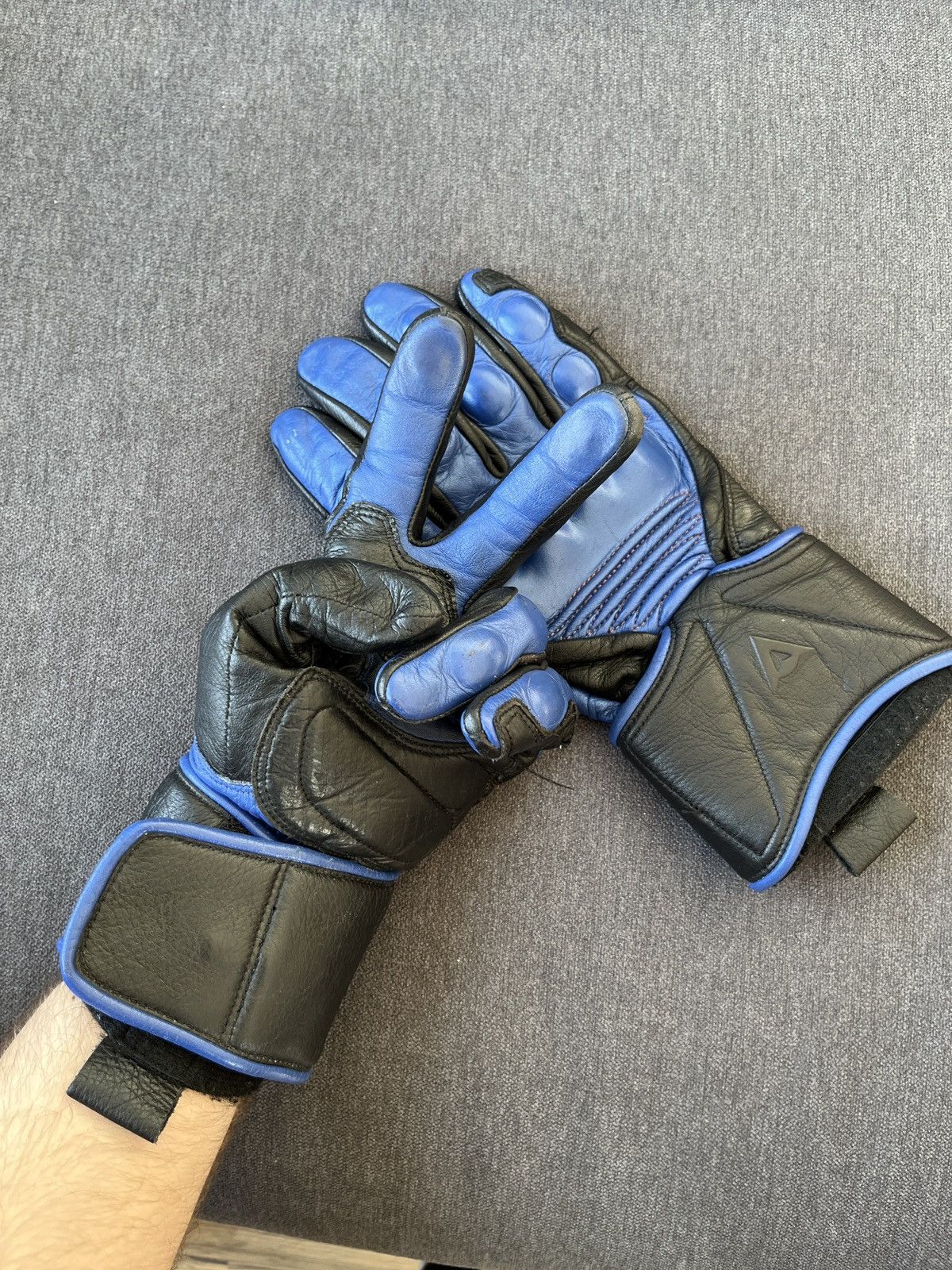 Dainese Dainese Blue Leather Moto Protective Biker Gloves Size ONE SIZE - 18 Thumbnail